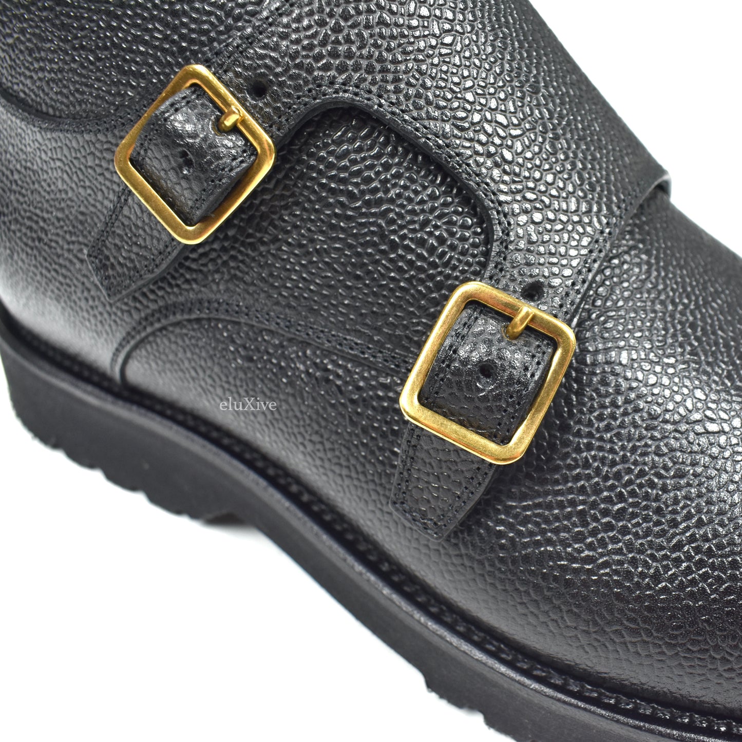 Tom Ford - Black Pebbled Calf Leather Monk Strap Boots