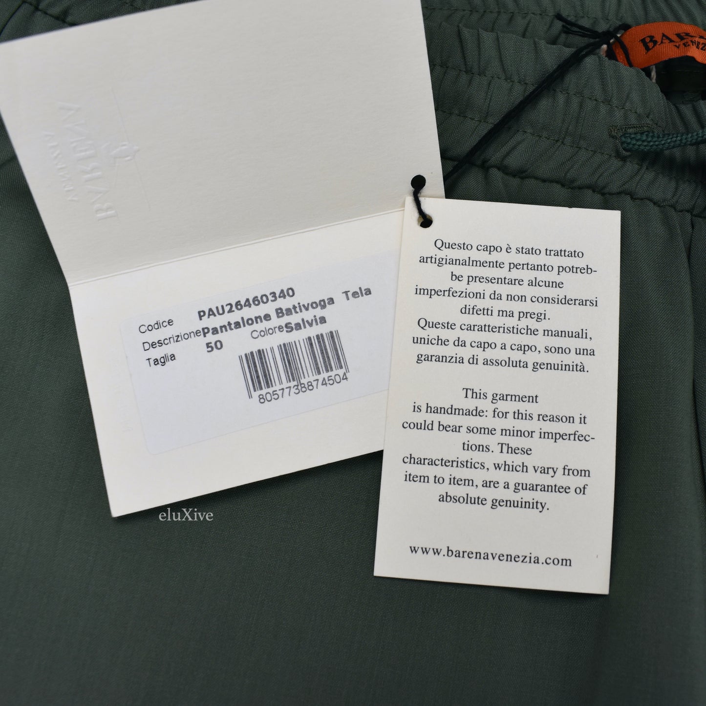 Barena - Sage Green Lightweight Wool Lounge Pants