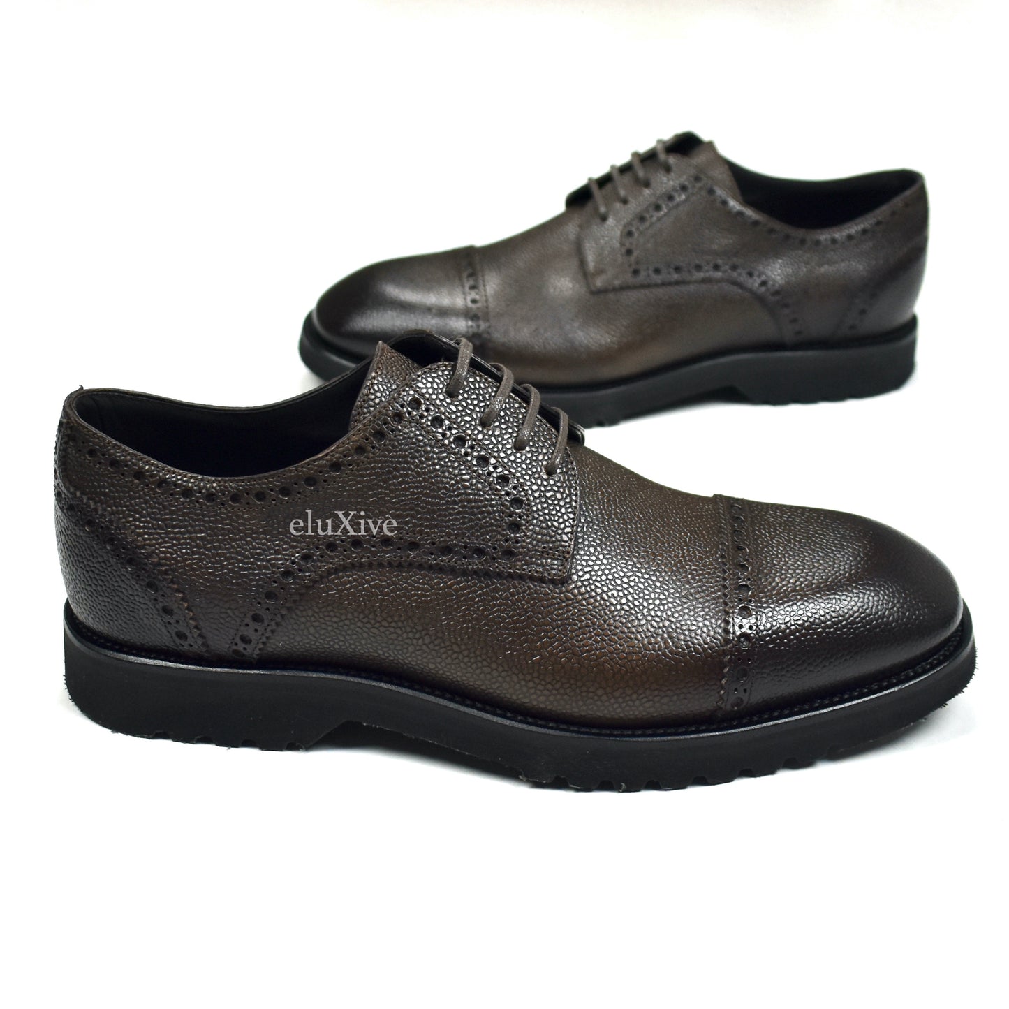 Tom Ford - Cigar Brown Pebbled Calf Leather Brogue Shoes