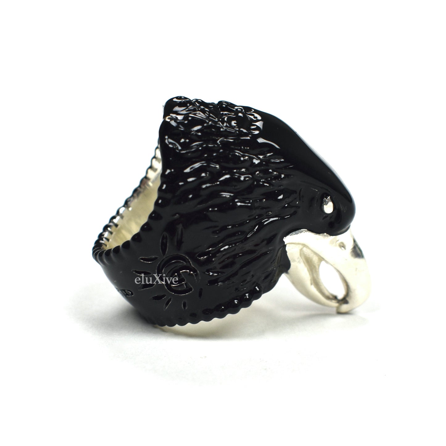 Gucci - Silver / Black Anger Forest Eagle Statement Ring