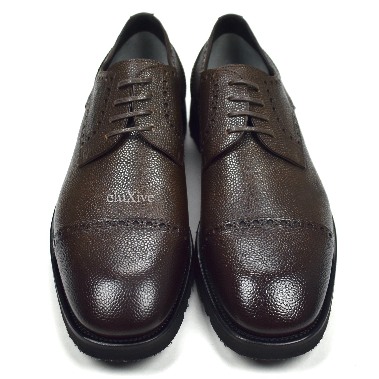 Tom Ford - Cigar Brown Pebbled Calf Leather Brogue Shoes