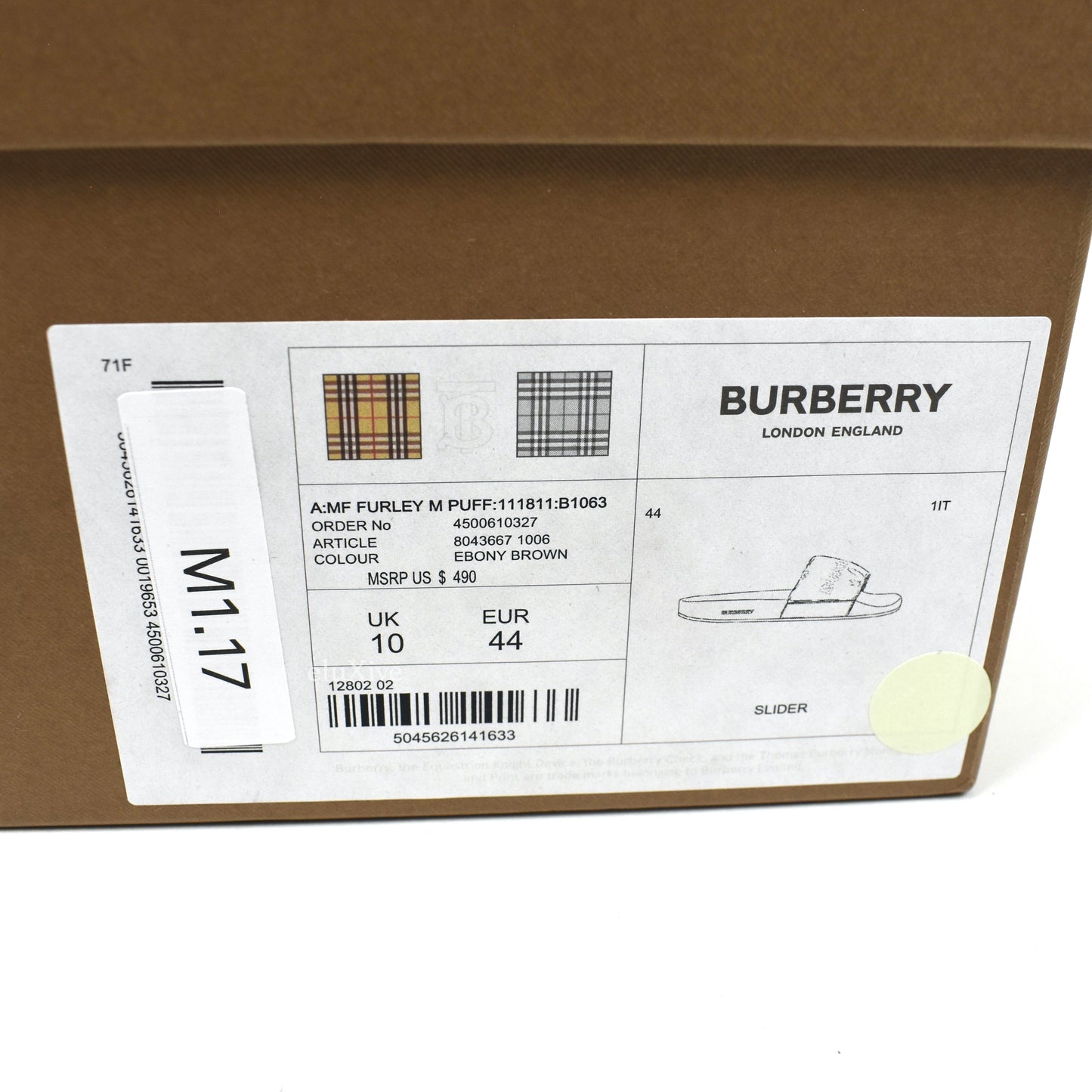 Burberry - Logo Embossed Puffer Slides (Brown)