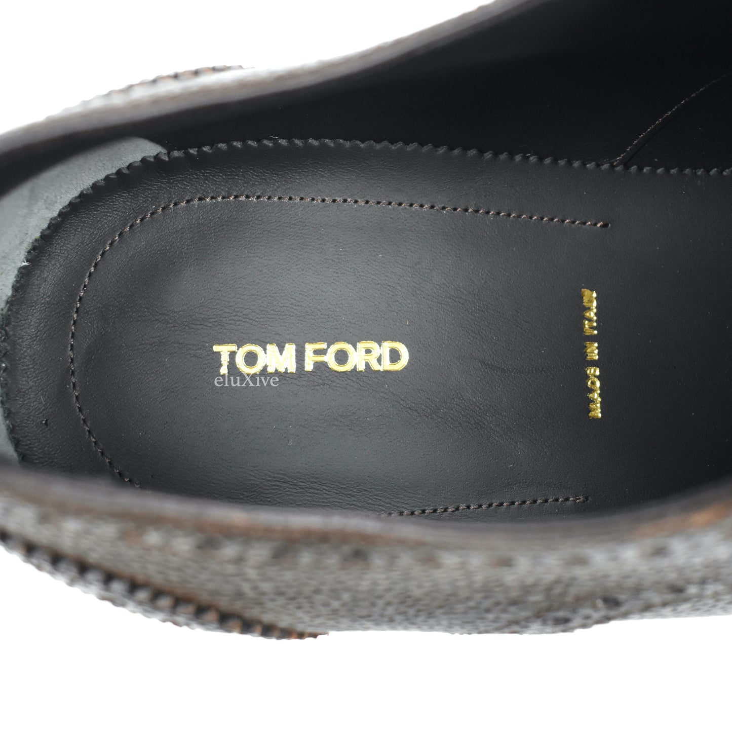 Tom Ford - Cigar Brown Pebbled Calf Leather Brogue Shoes