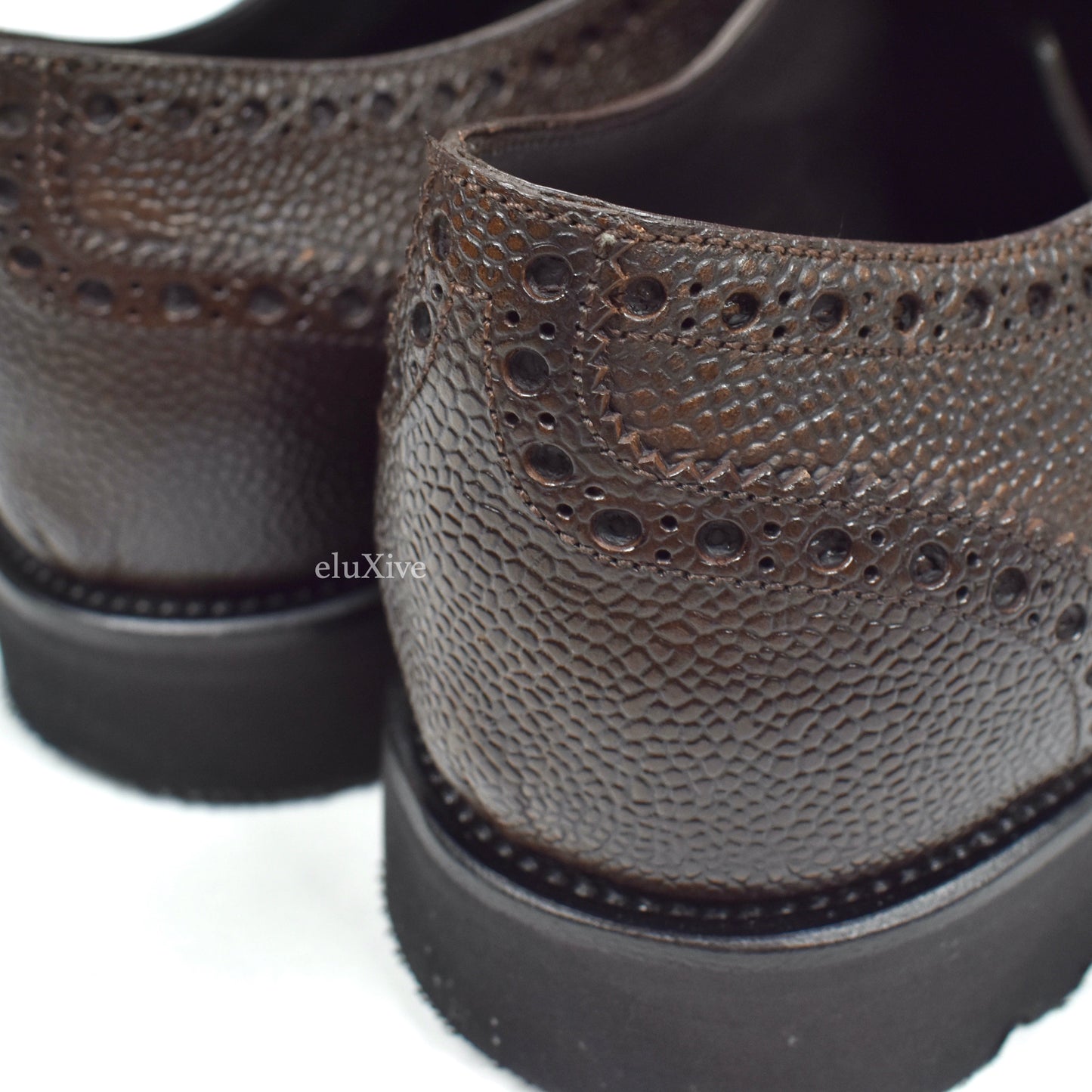 Tom Ford - Cigar Brown Pebbled Calf Leather Brogue Shoes