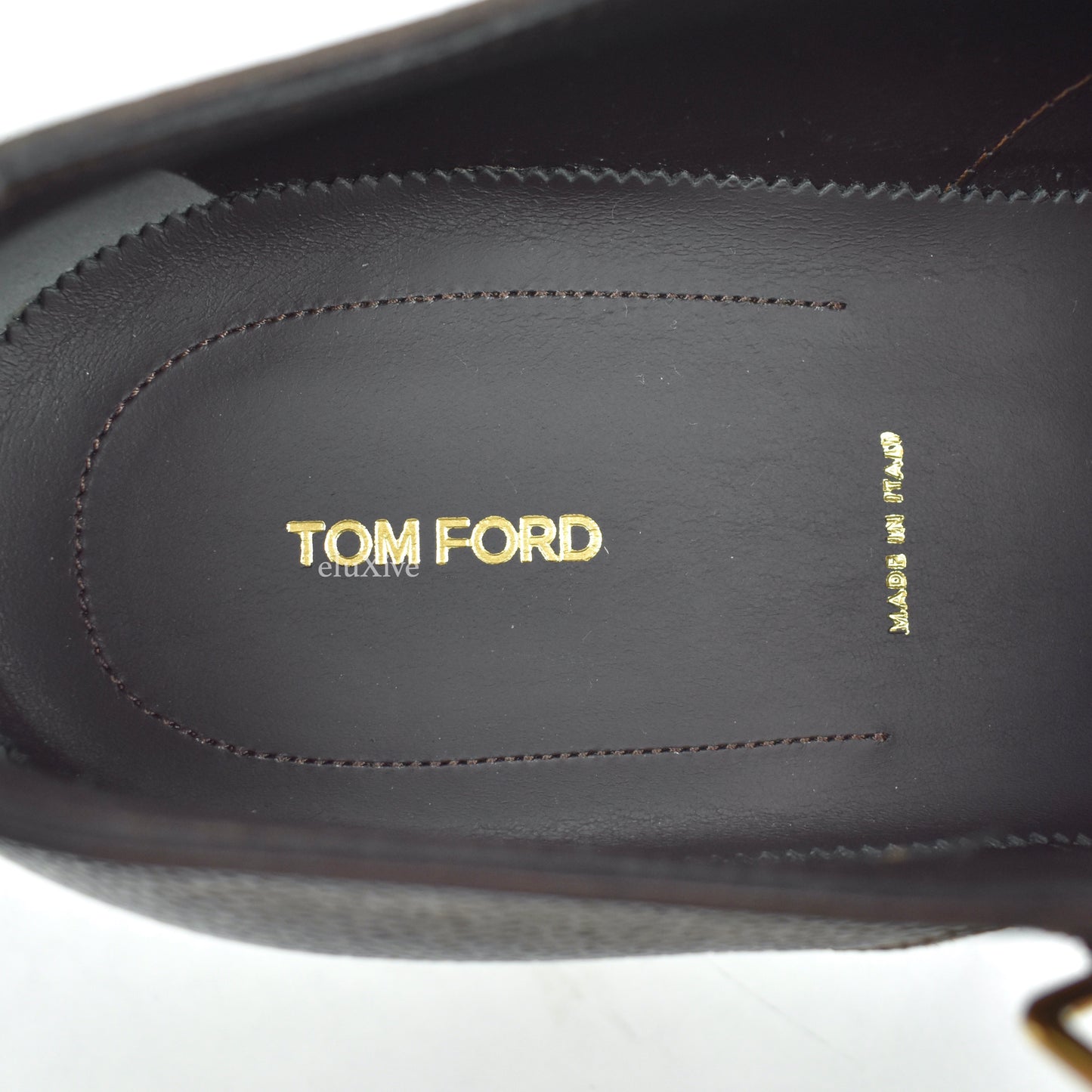 Tom Ford - Cigar Brown Pebbled Calf Leather Monk Strap Shoes