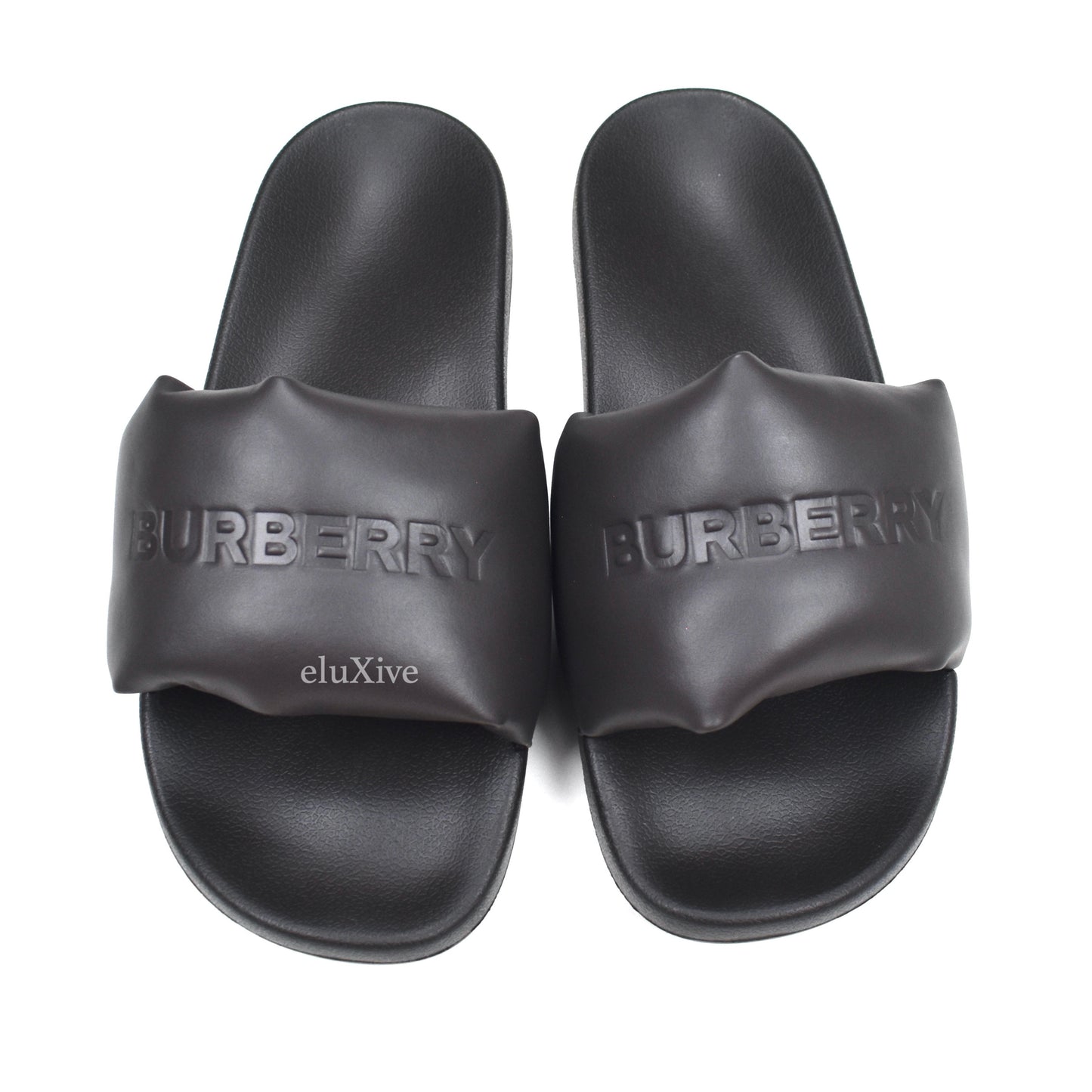 Burberry - Logo Embossed Puffer Slides (Brown)