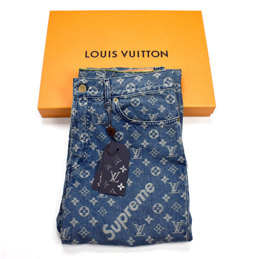 Louis Vuitton x Supreme - Monogram Denim Blue Jeans