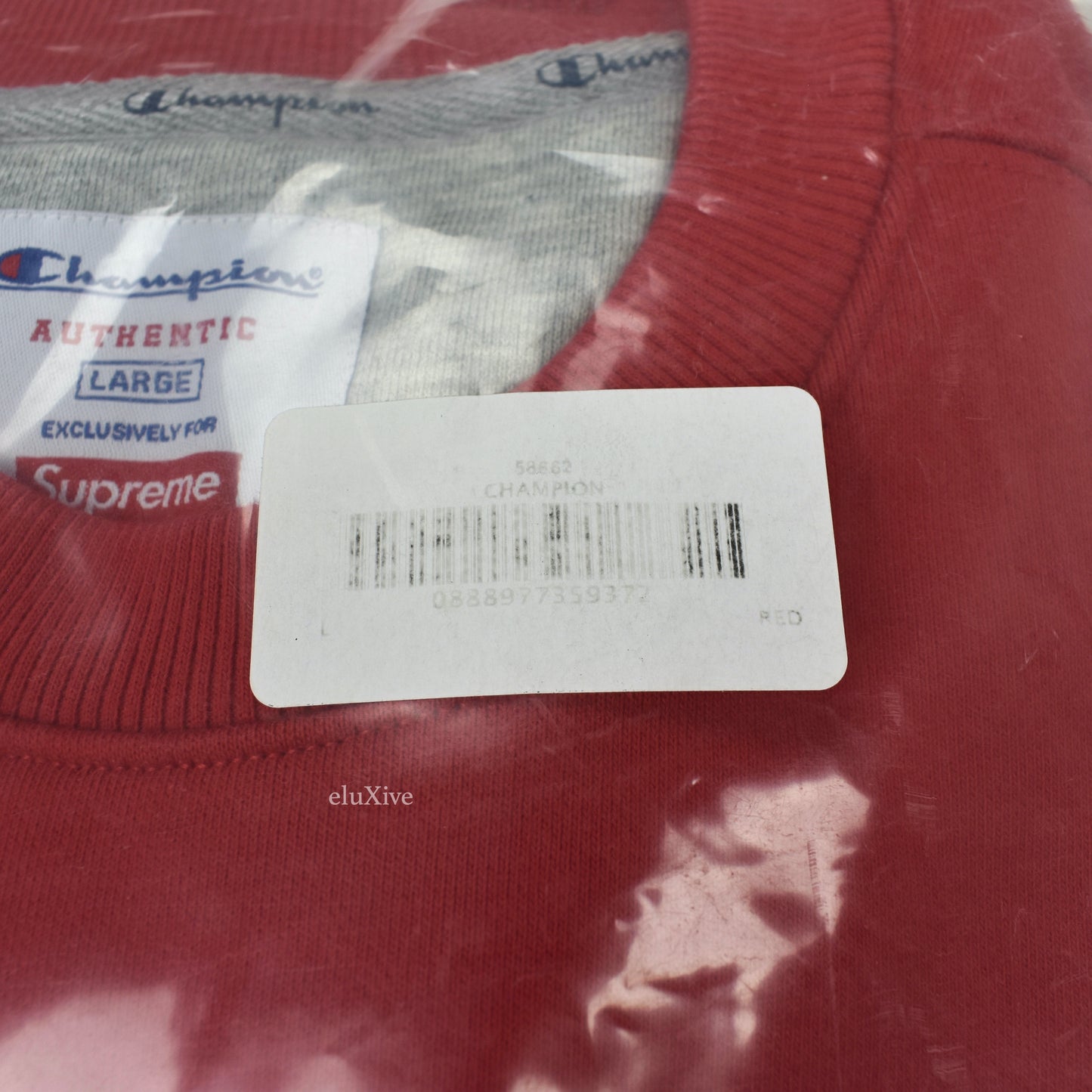 Supreme x Champion - Red 'Stay in School' Logo Sweatshirt