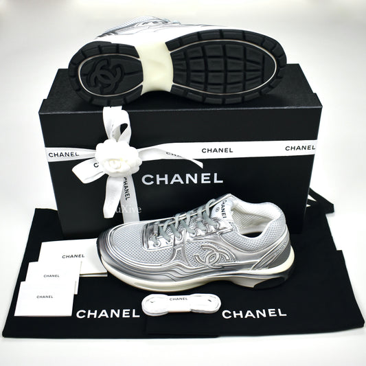 Chanel - Classic Monogram Logo Trainer (Metallic Silver)