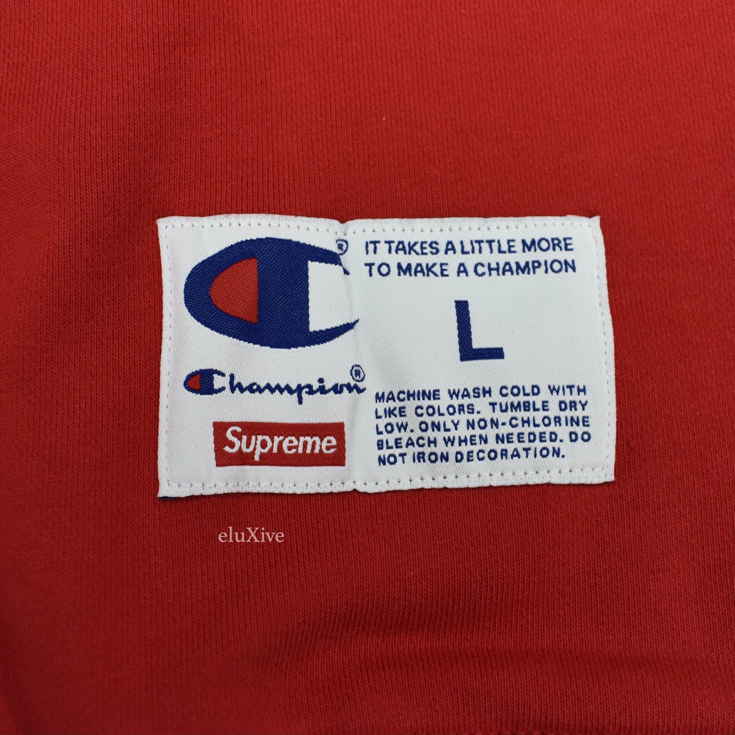 Supreme x Champion - Red 'Stay in School' Logo Sweatshirt