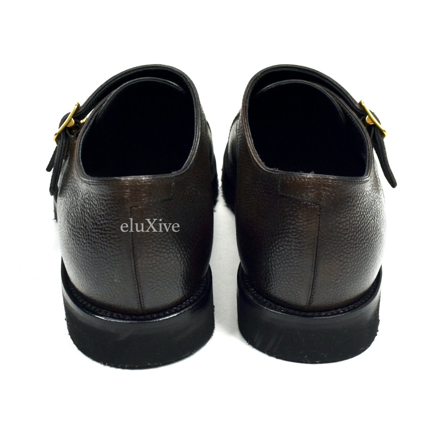 Tom Ford - Cigar Brown Pebbled Calf Leather Monk Strap Shoes