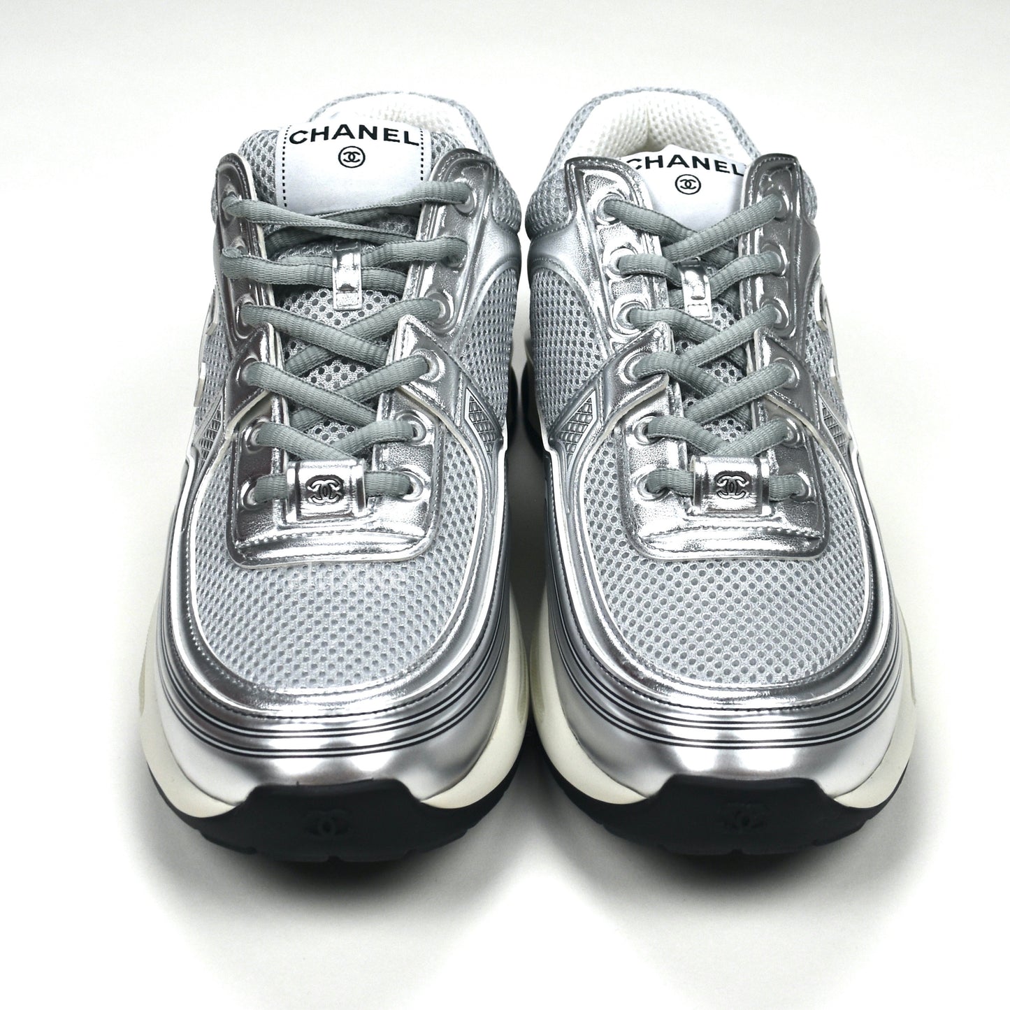Chanel - Classic Monogram Logo Trainer (Metallic Silver)