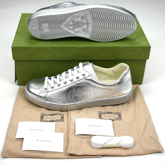 Gucci - Metallic Silver Leather Ace Sneakers