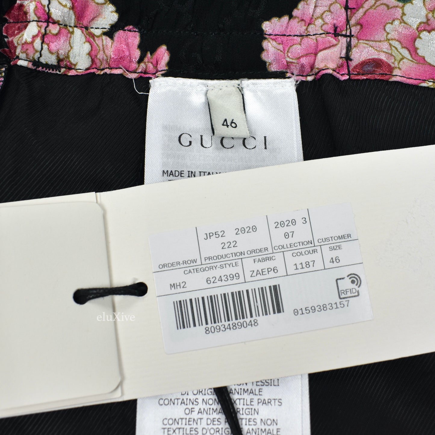 Gucci - Black Jacquard Monogram Woven Peony Blooms Slik Shorts