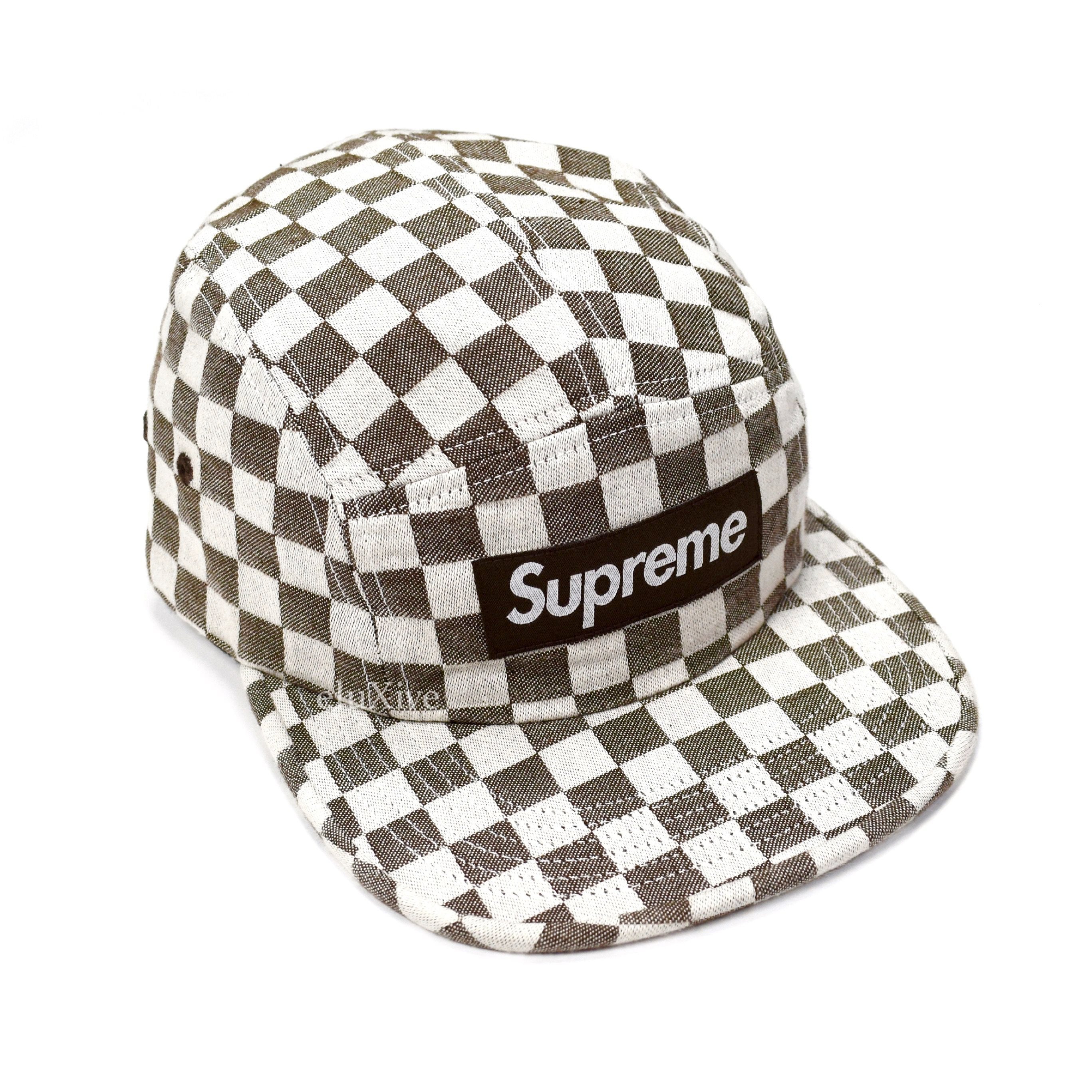 Supreme - SS18 Brown / White Checkered Box Logo Camp Cap Hat – eluXive