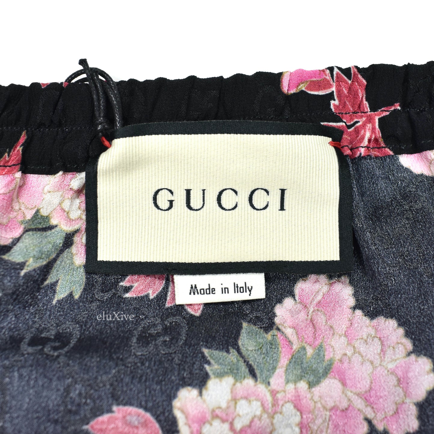 Gucci - Black Jacquard Monogram Woven Peony Blooms Slik Shorts