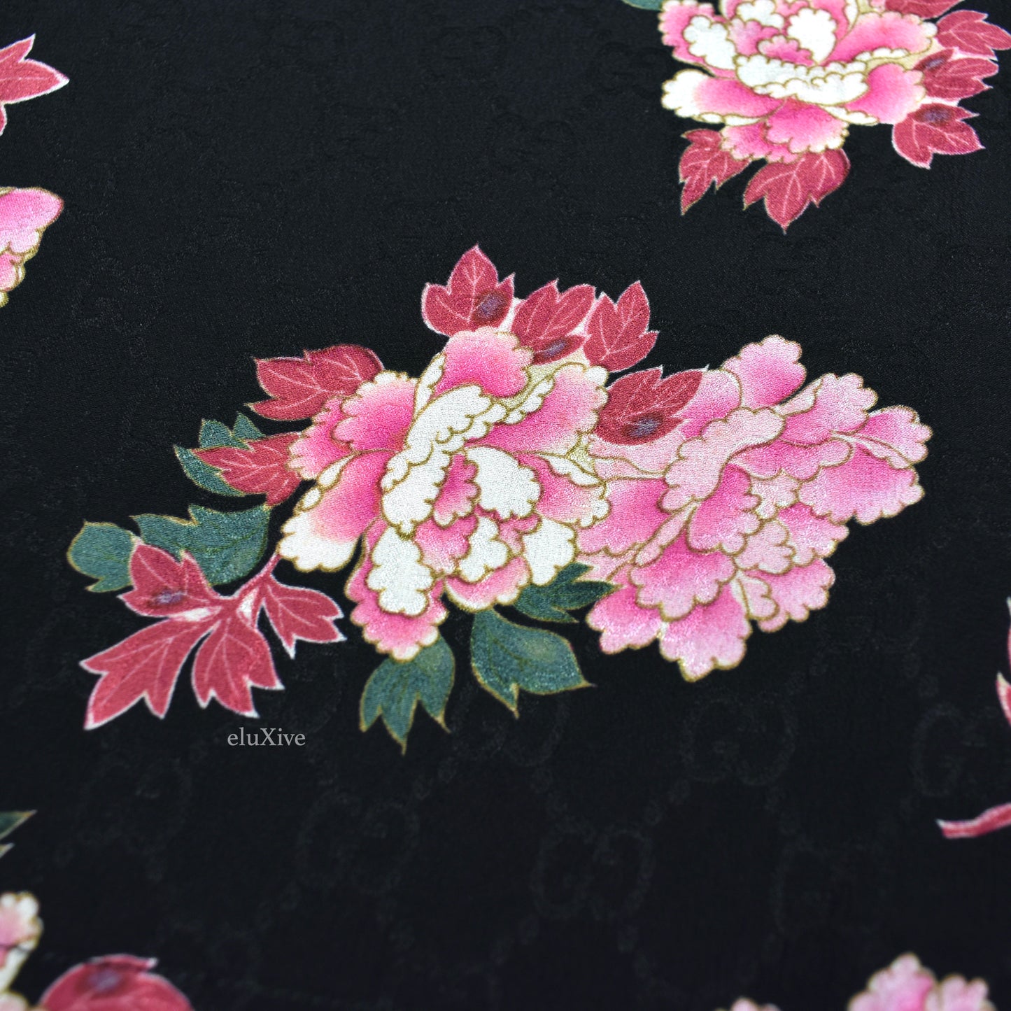 Gucci - Black Jacquard Monogram Woven Peony Blooms Slik Shorts