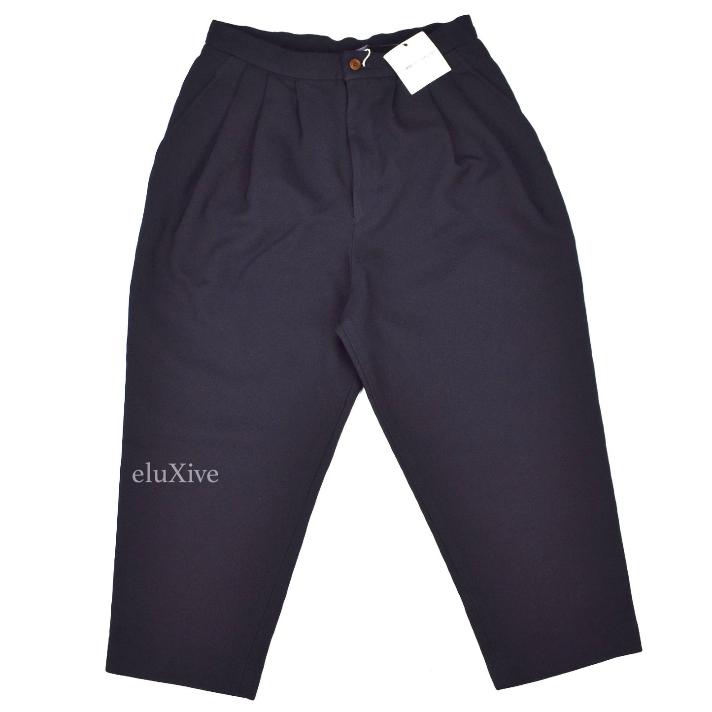 Comme des Garcons - Navy Triple Pleated Cropped Pants