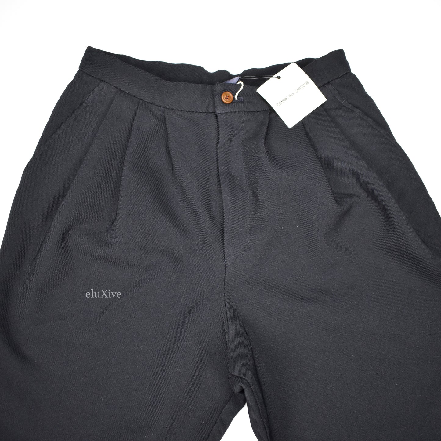 Comme des Garcons - Navy Triple Pleated Cropped Pants