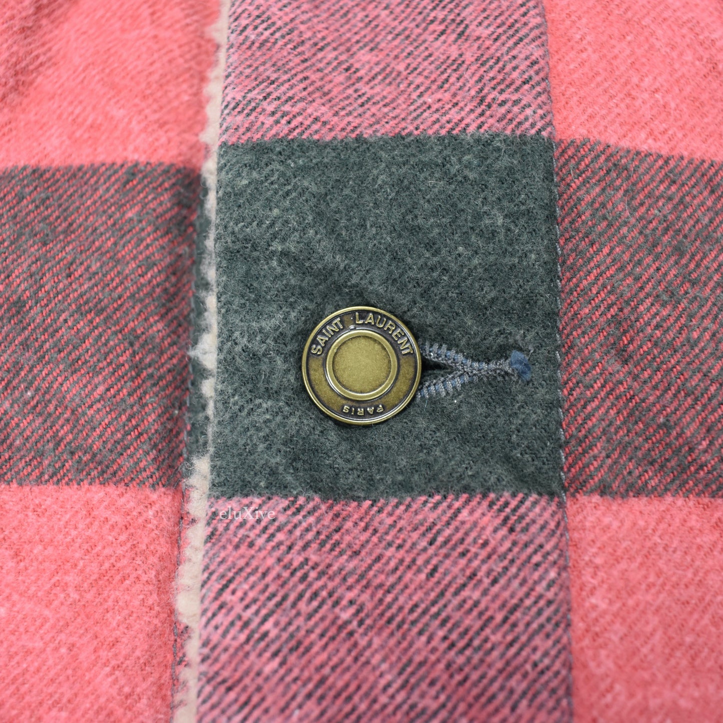 Saint Laurent - Red Plaid Shearling Lined Trucker Jacket