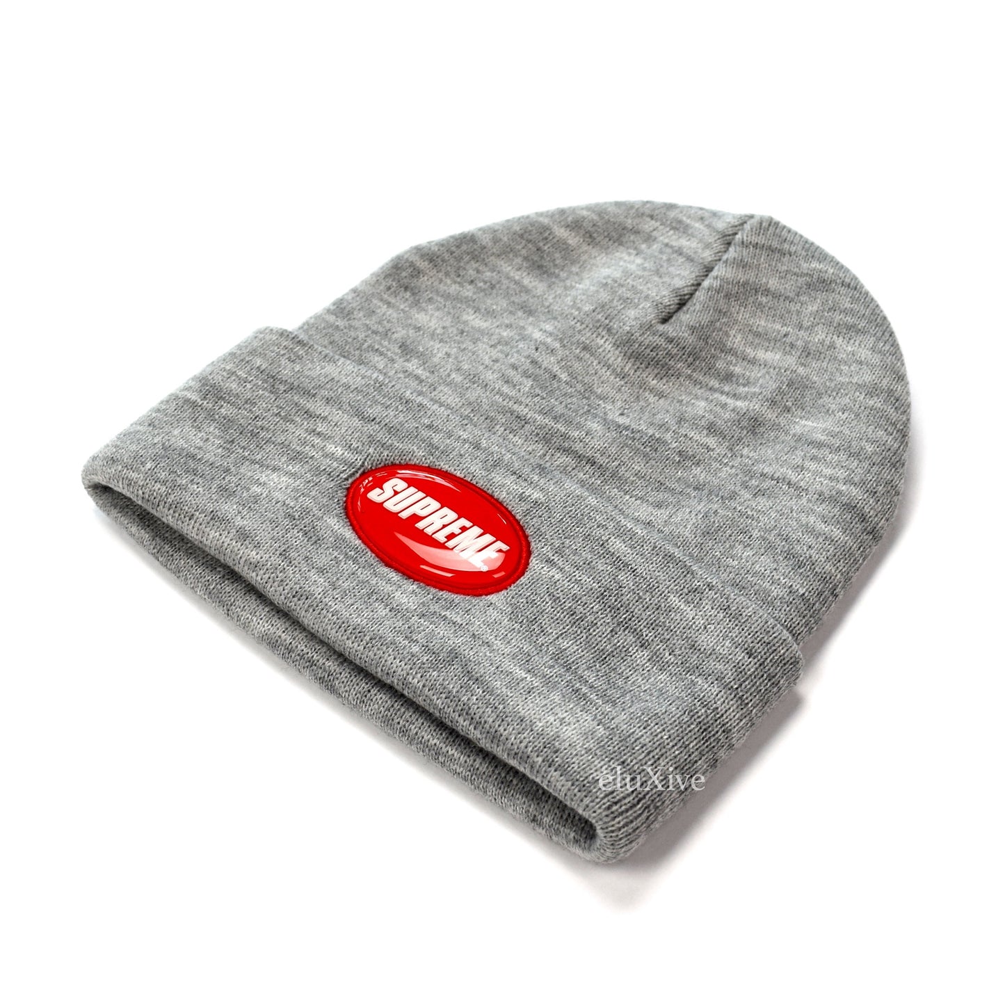 Supreme - Gray Rubber Logo Beanie