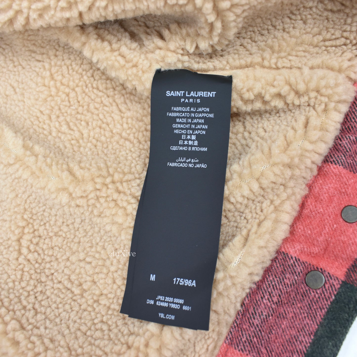 Saint Laurent - Red Plaid Shearling Lined Trucker Jacket