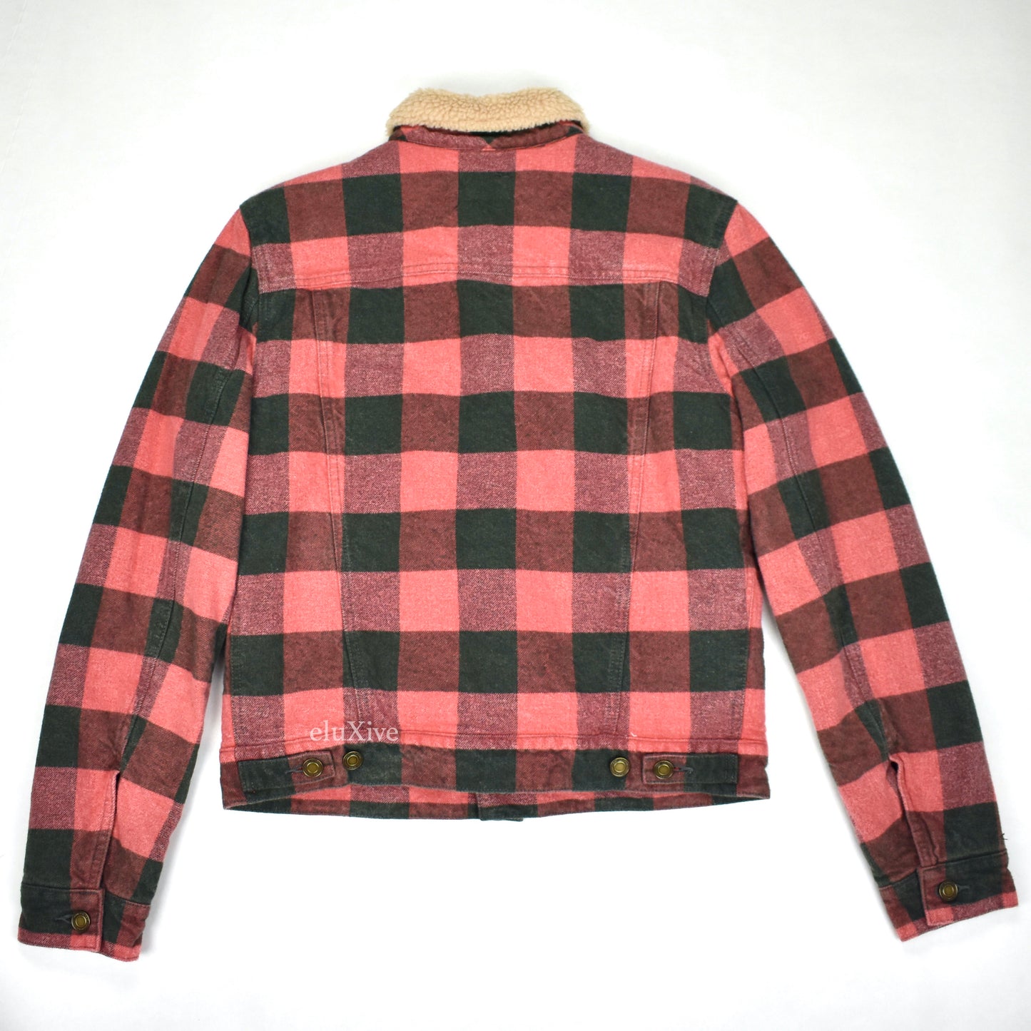 Saint Laurent - Red Plaid Shearling Lined Trucker Jacket