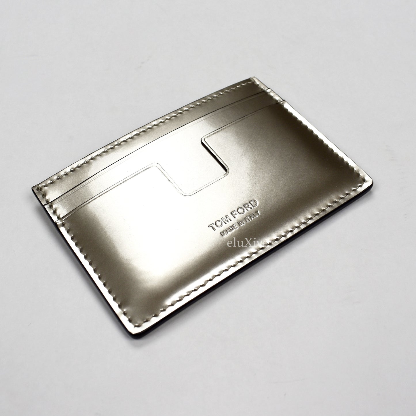 Tom Ford - Metallic Silver Leather Card Holder