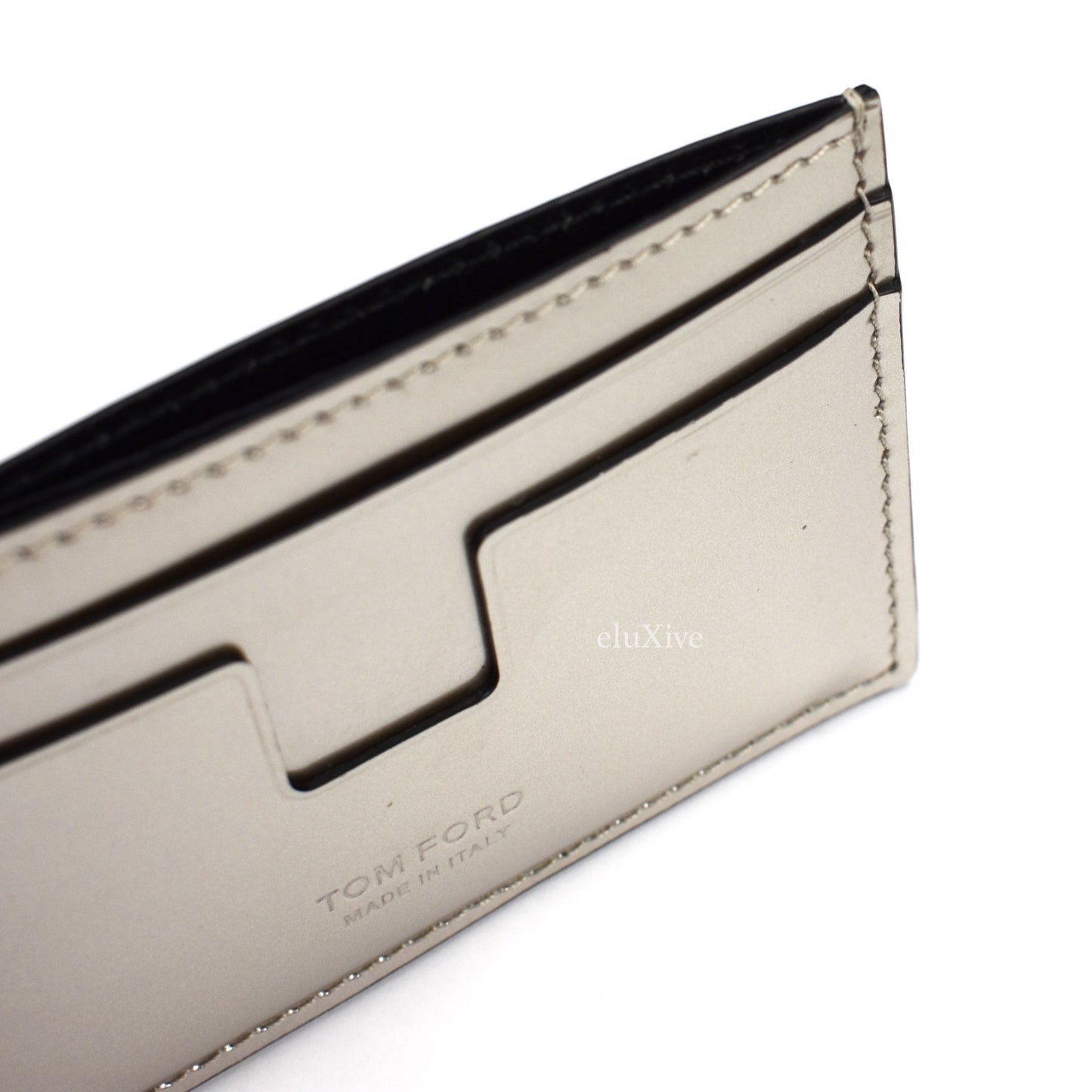 Tom Ford - Metallic Silver Leather Card Holder