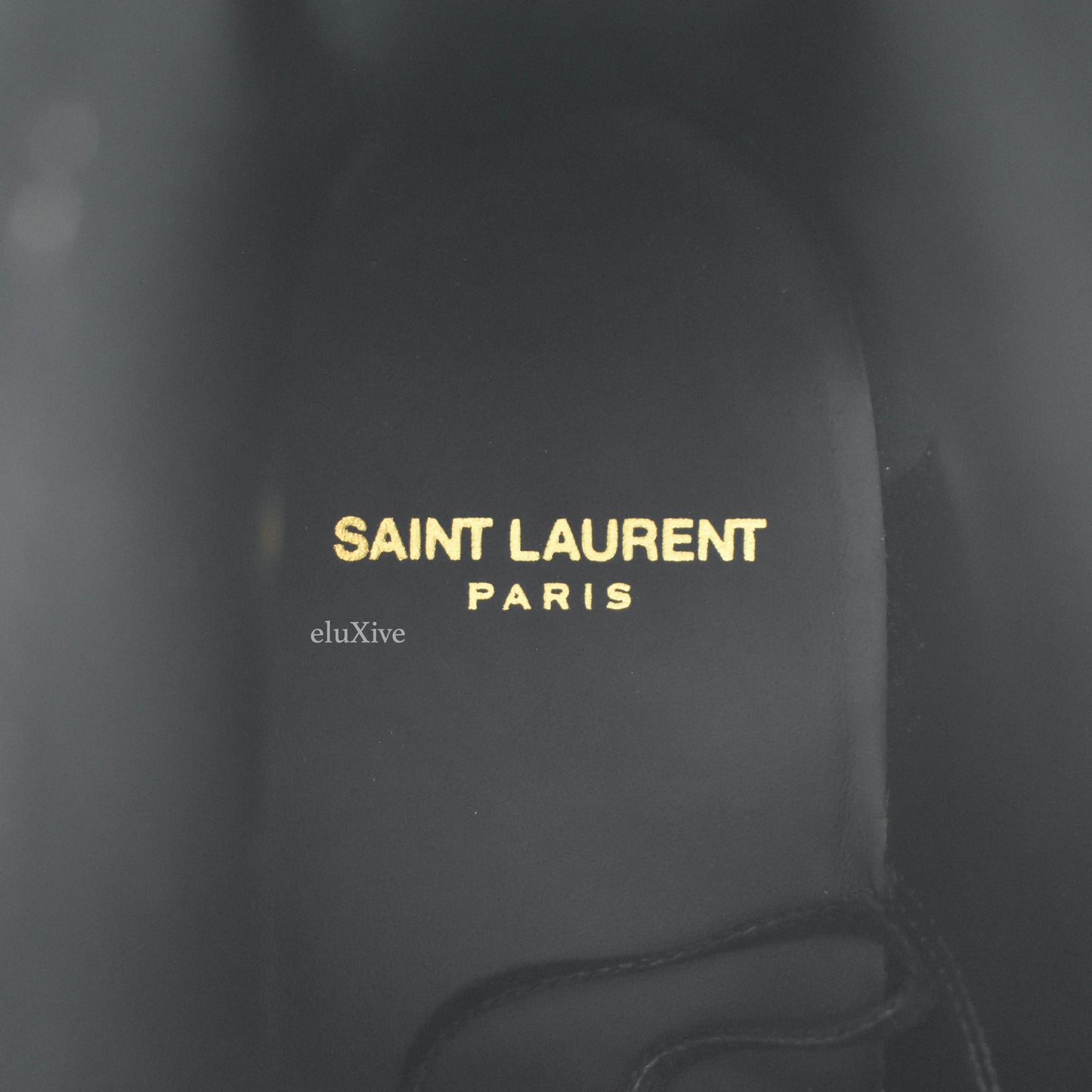 Saint Laurent - Black Patent Leather Brogue Army Boots