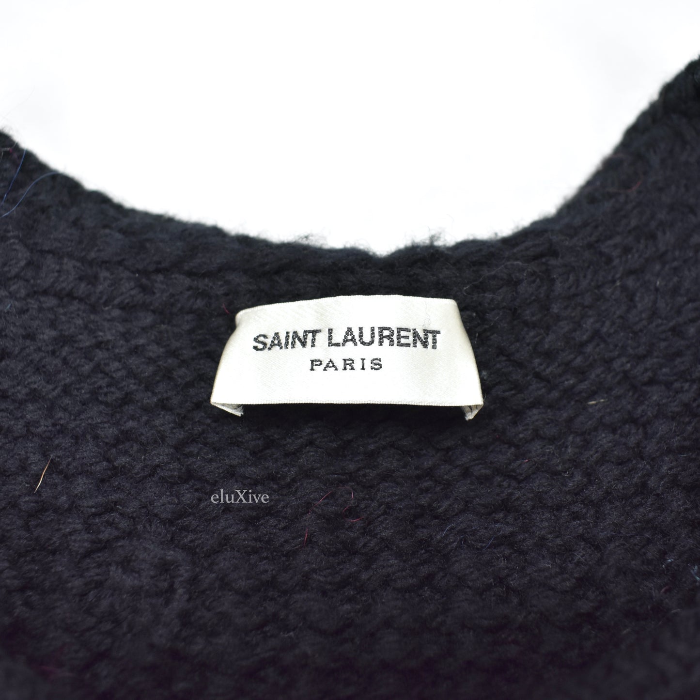 Saint Laurent - Black Heavy Knit Wool Fringed Sweater