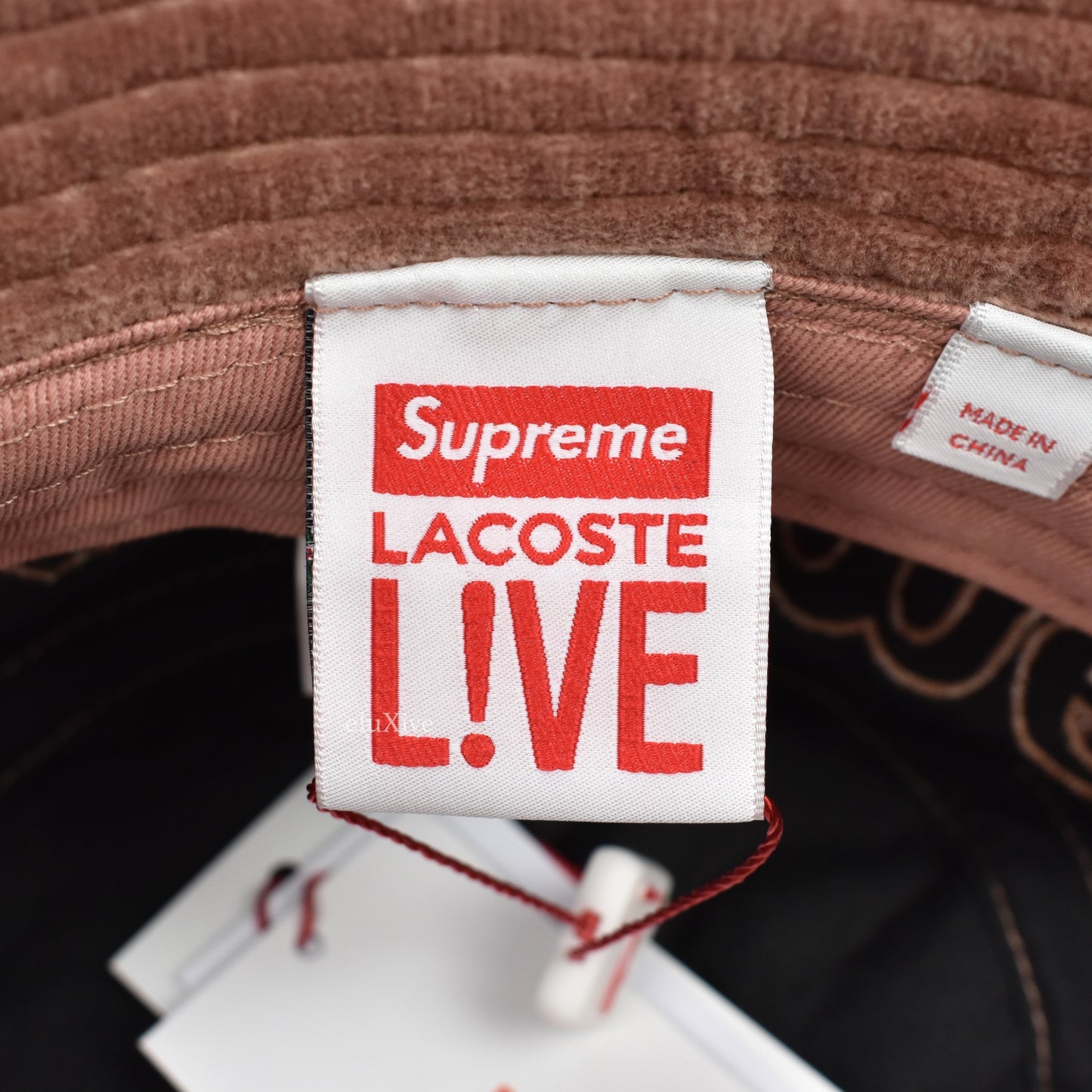 Supreme x Lacoste - Light Maroon Velour Crusher Hat