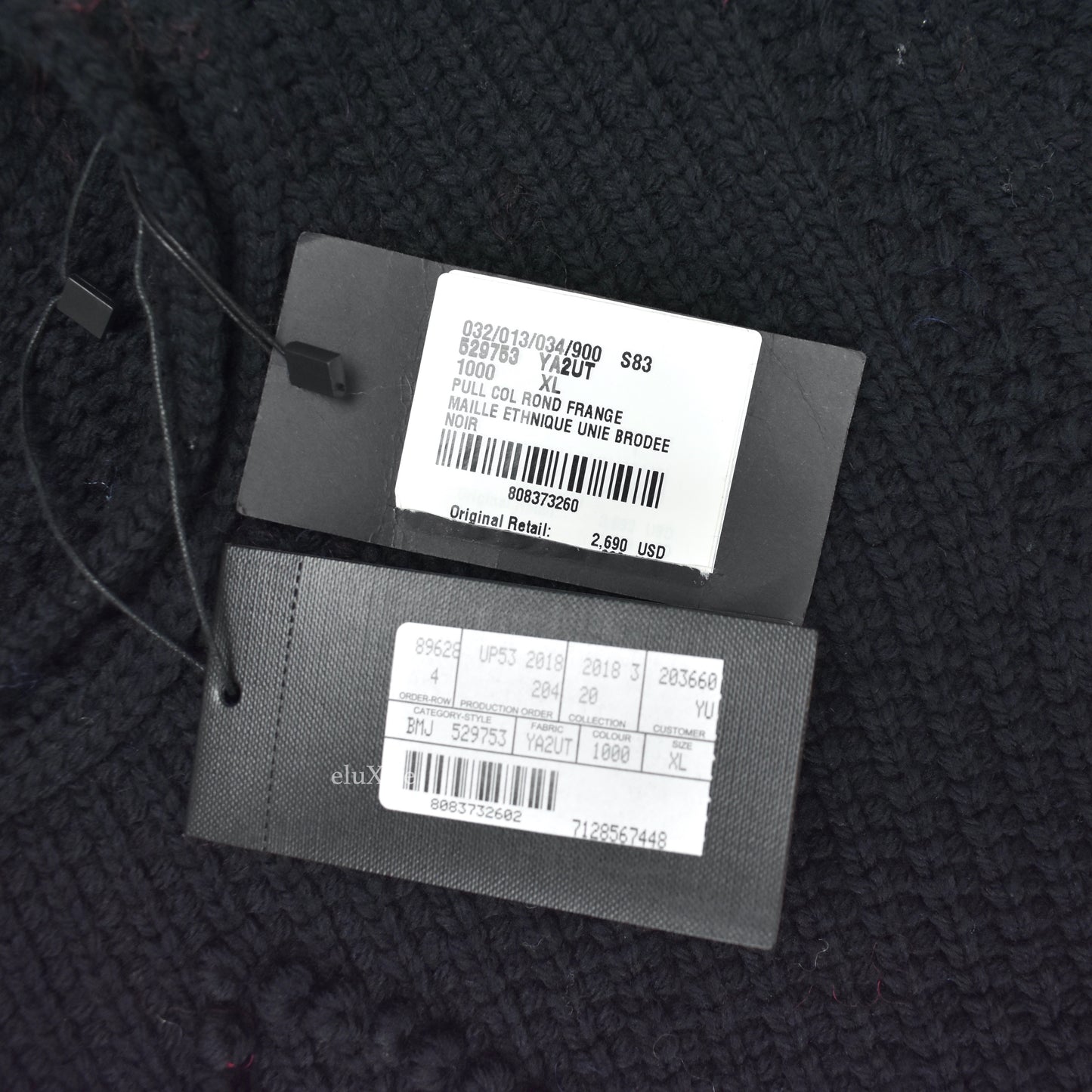 Saint Laurent - Black Heavy Knit Wool Fringed Sweater