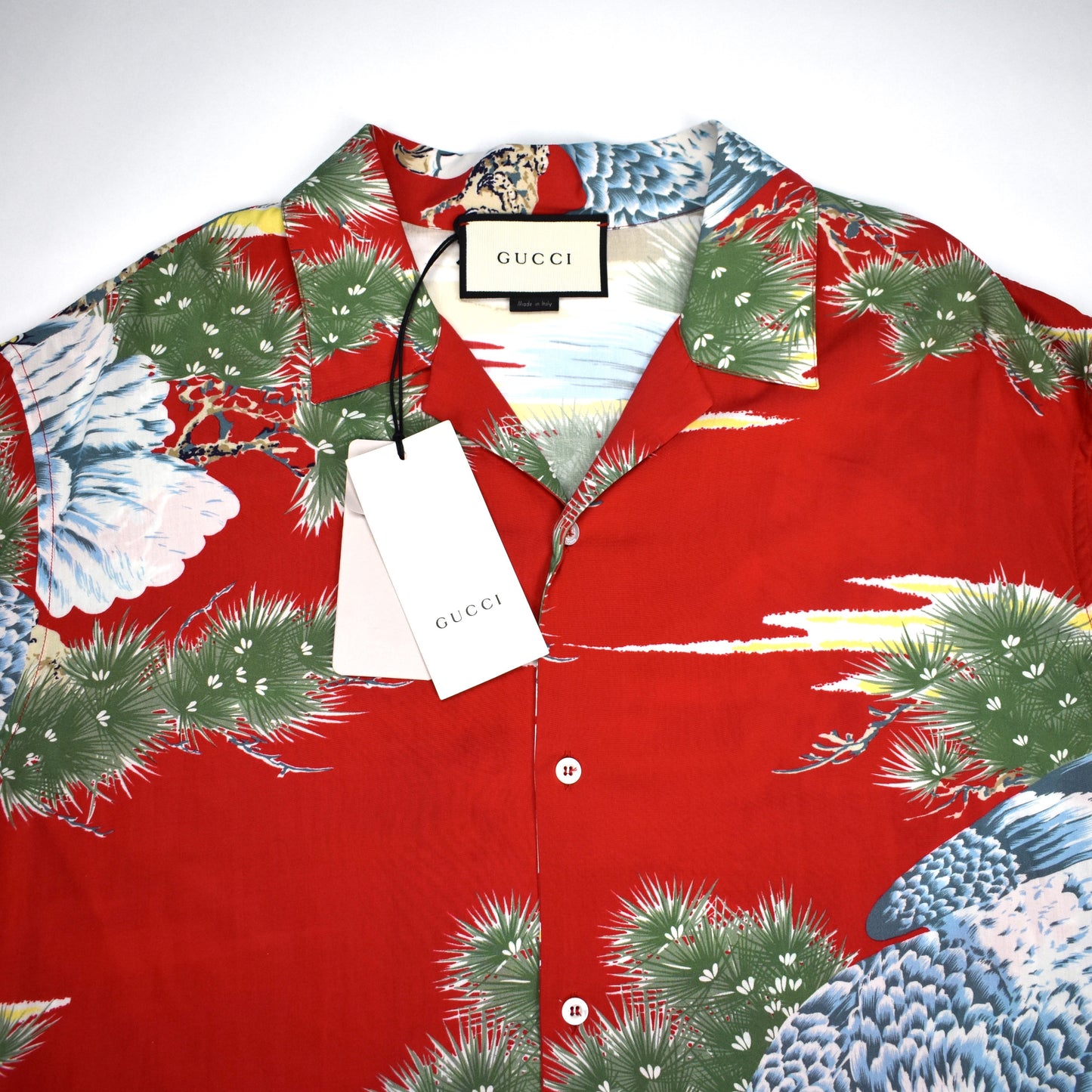 Gucci - Red Eagle Print Viscose Shirt