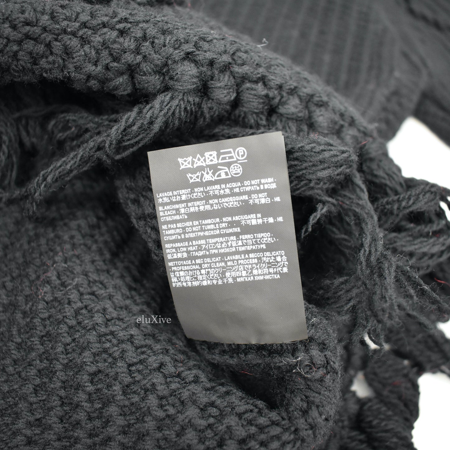 Saint Laurent - Black Heavy Knit Wool Fringed Sweater