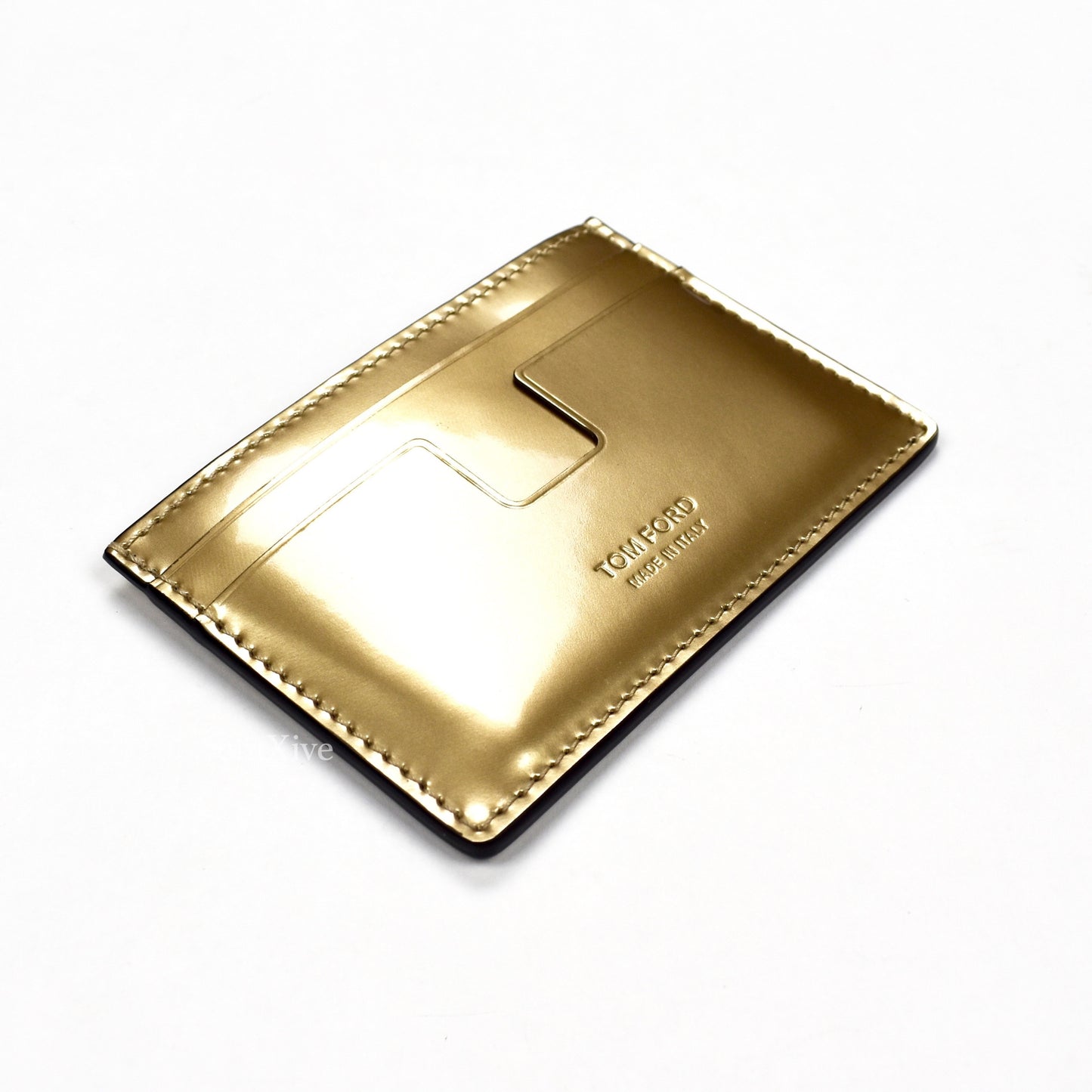 Tom Ford - Metallic Gold Leather Card Holder