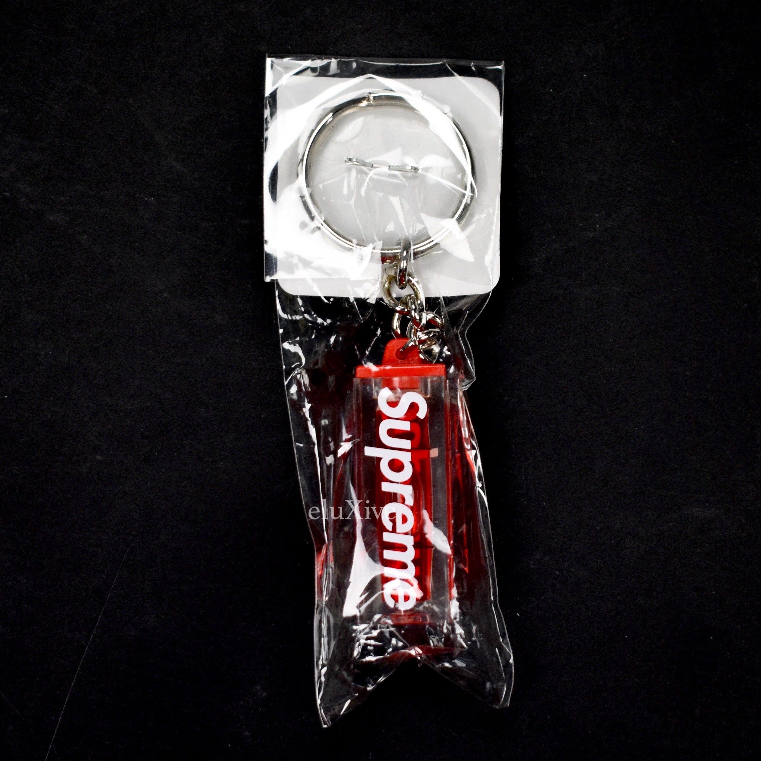 New Supreme Red Classic Box Logo ID Card Holder Ring Key Chains