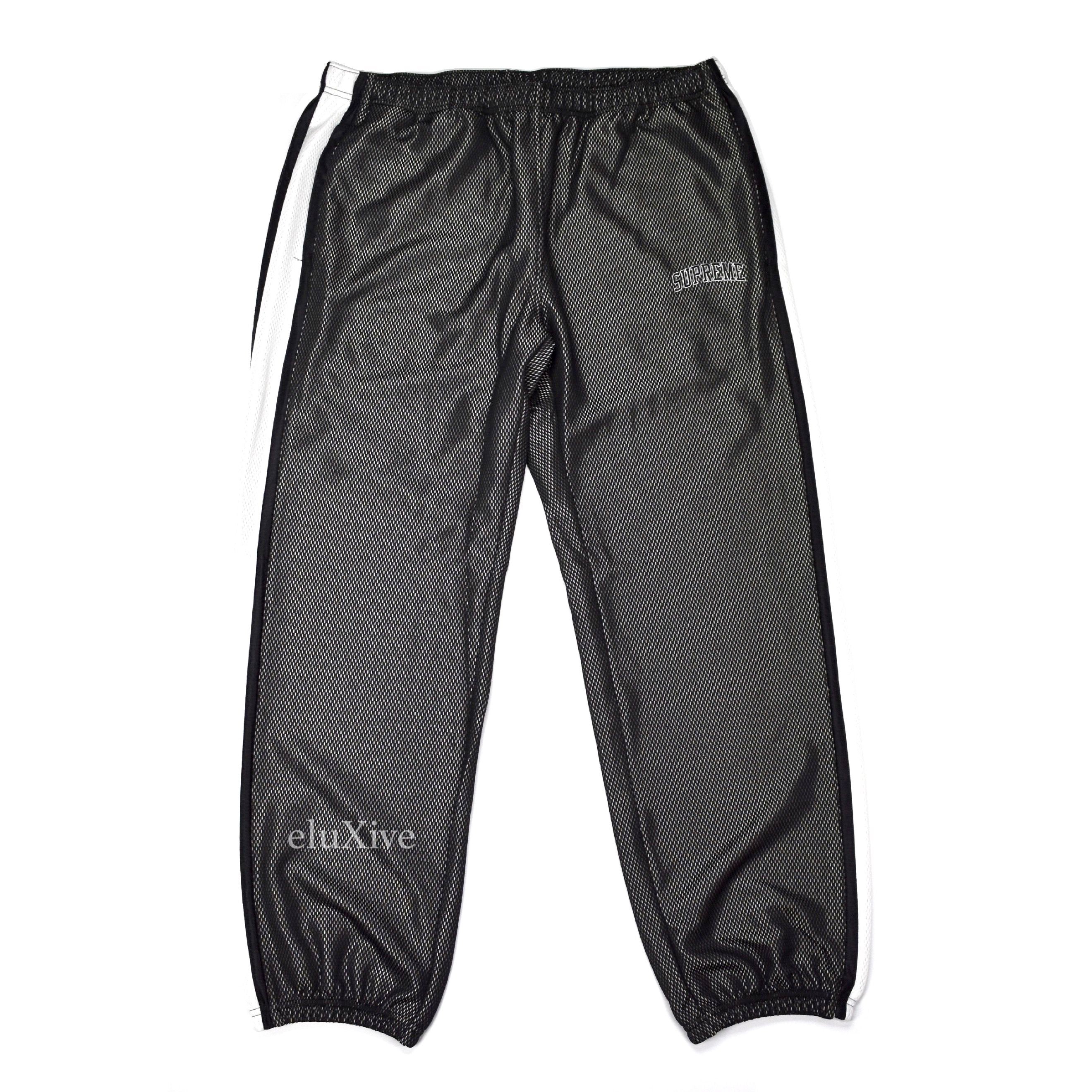 Supreme - Men's Black Bonded Mesh Arc Logo Embroidered Track Pants