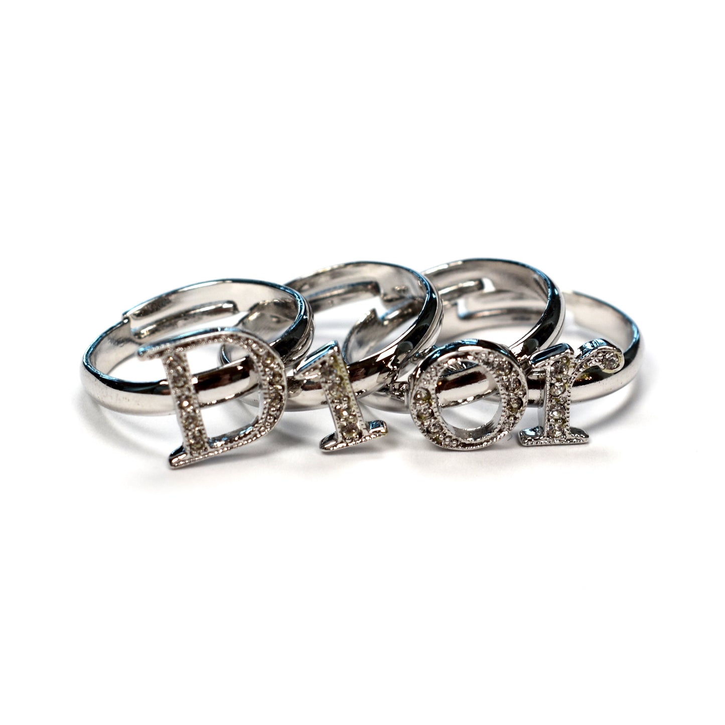 Dior - Crystal Logo Rings (Set of 4)