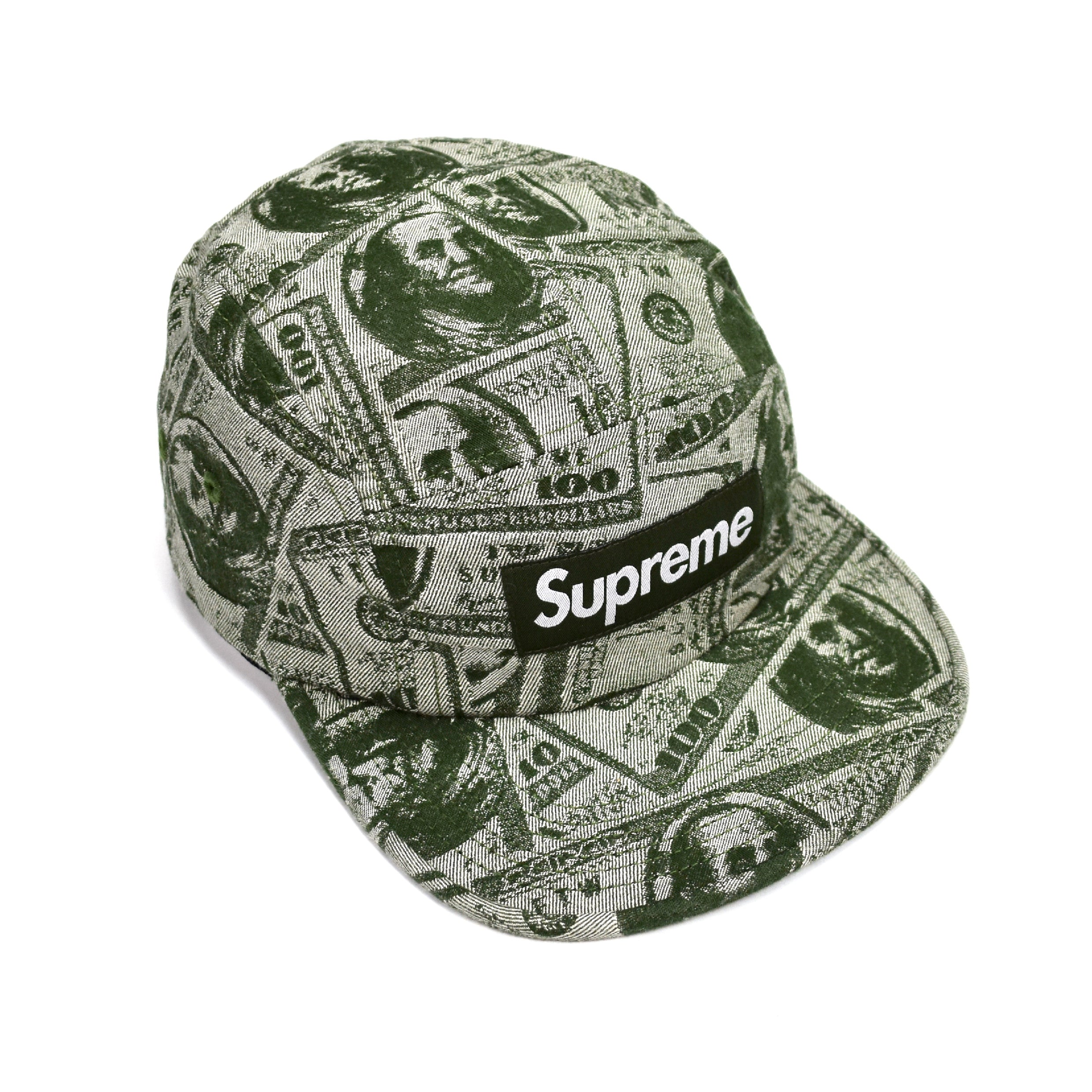 Supreme - Green Jacquard Woven 100 Dollar Bill Box Logo Camp Cap