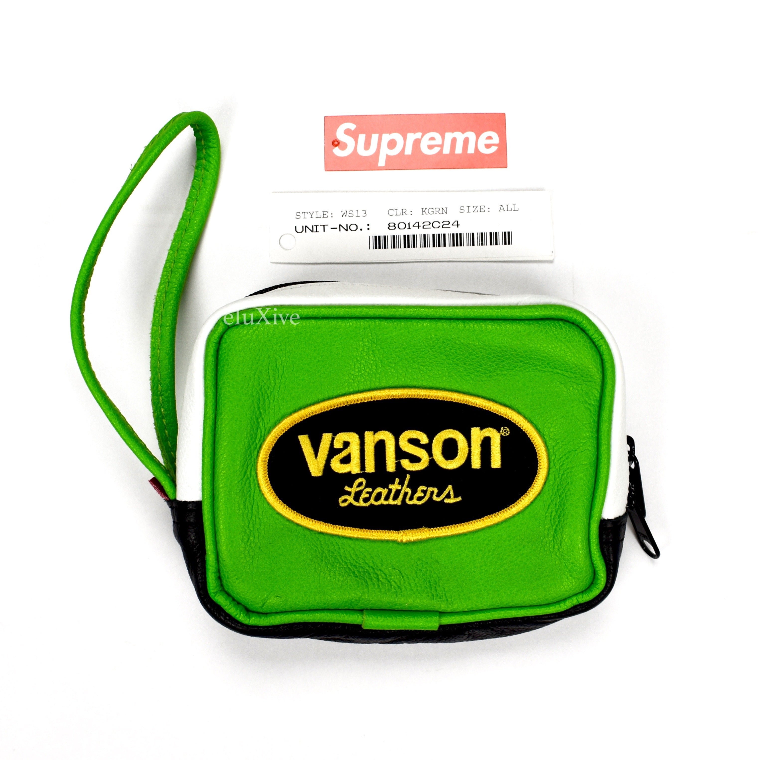 Supreme x Vanson - SS17 Green Leather Logo Patch Wrist Bag / Hip