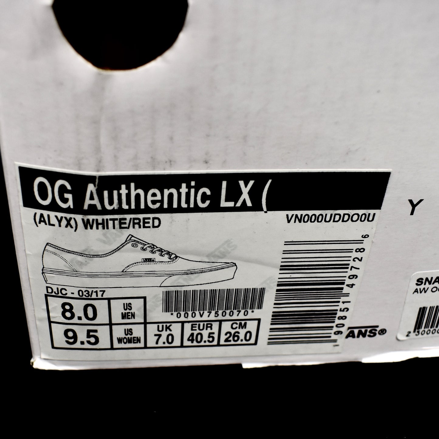 Alyx x Vans - OG Authentic LX (White/Red)
