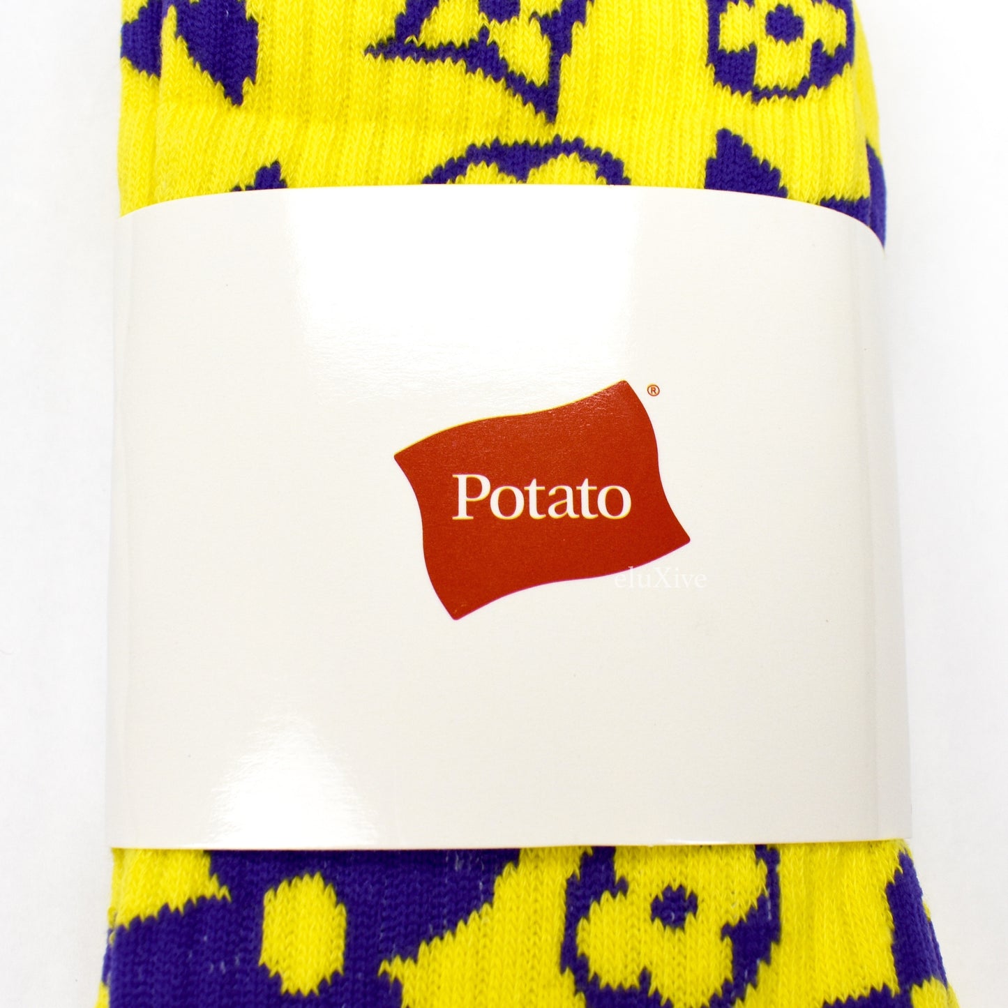 Imran Potato - Yellow/Purple 'LV’ Logo Knit Socks