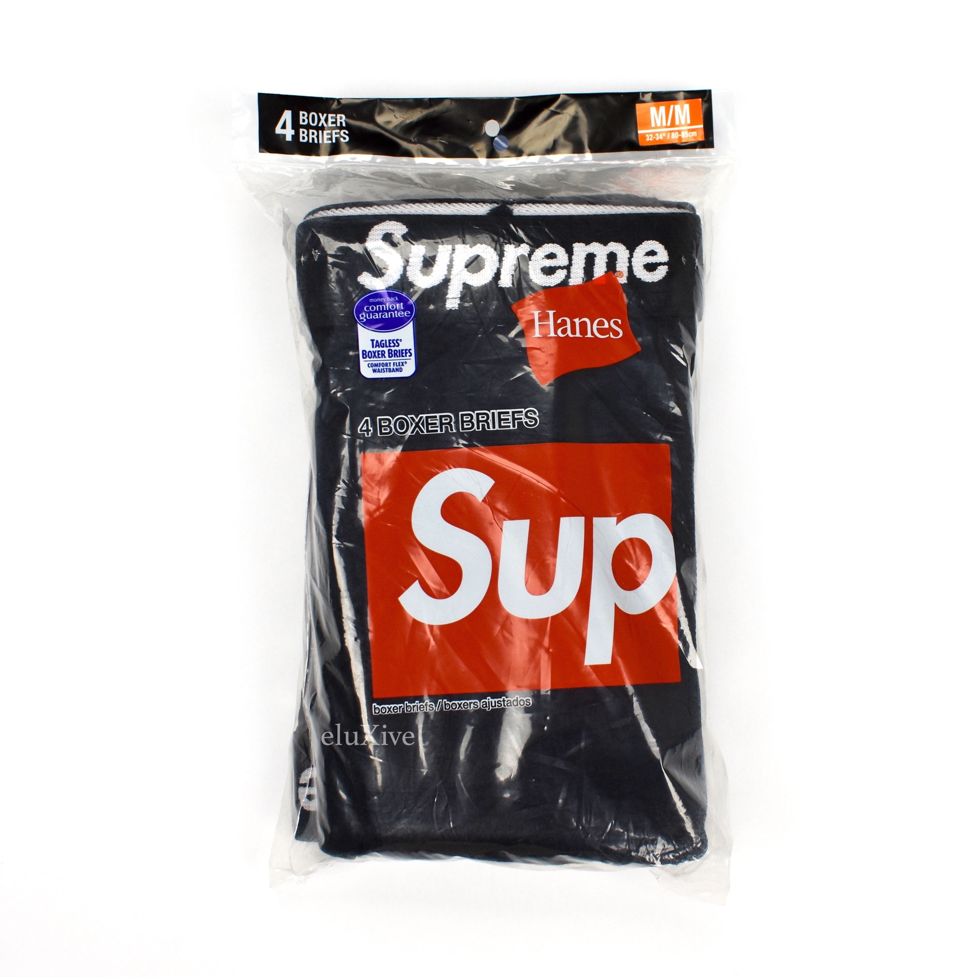 Authentic Supreme / Hanes Black Boxer Briefs Underwear (2 Pack) MEDIUM / M  32-34