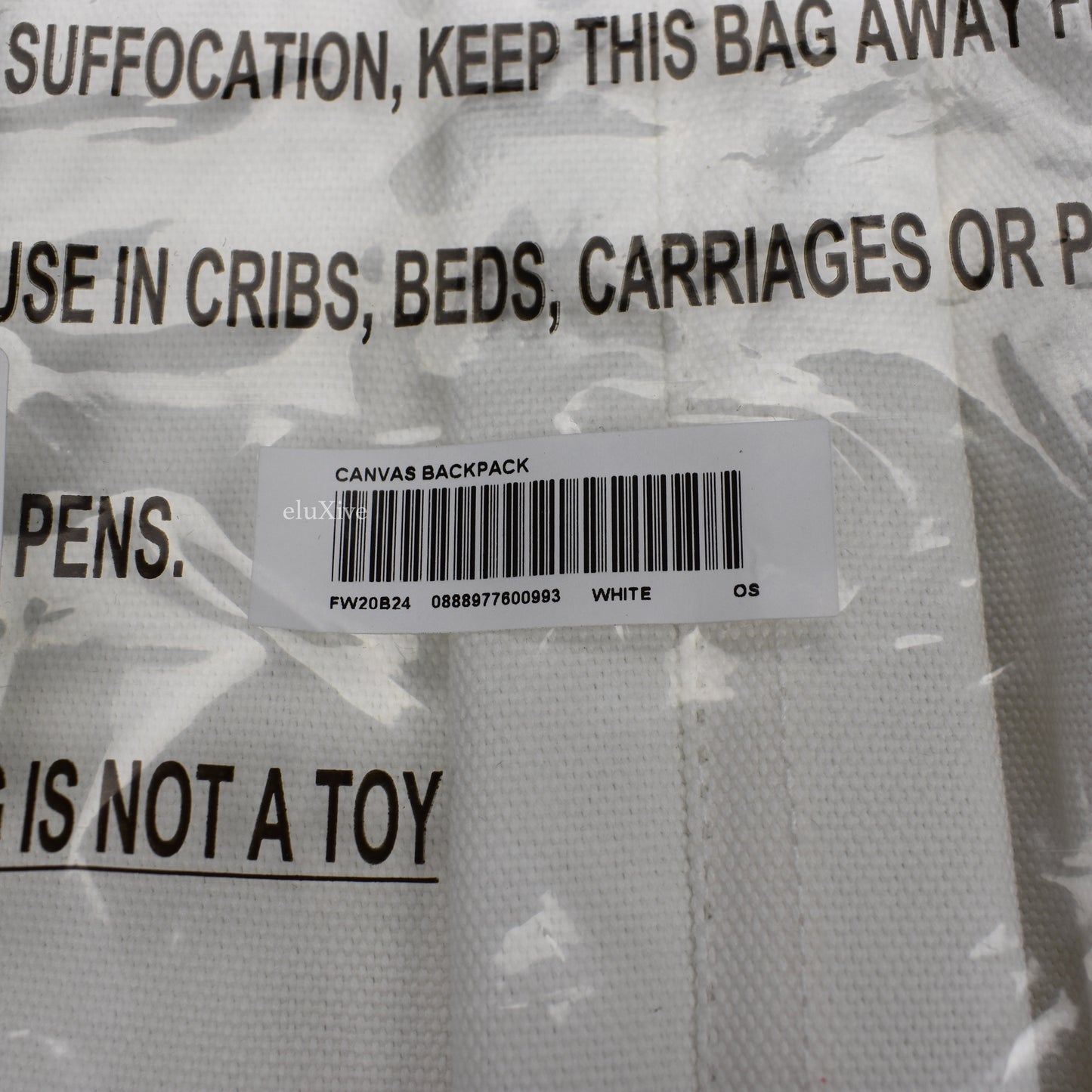 Supreme - Red Box Logo Canvas Backpack (White)