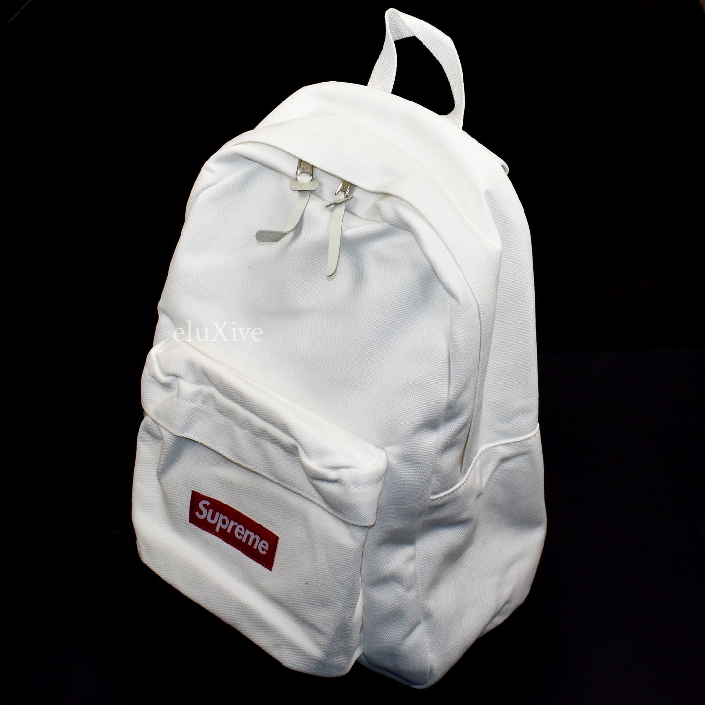 Supreme - Red Box Logo Canvas Backpack (White)