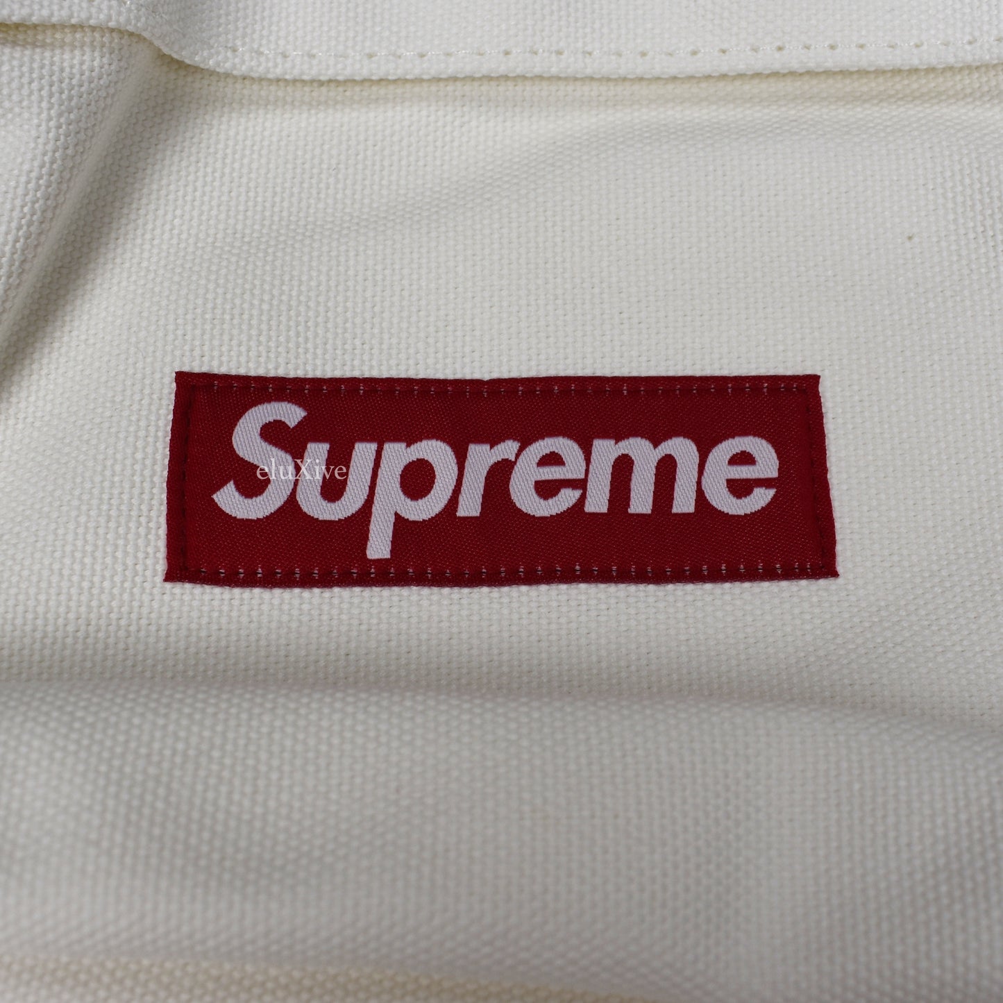 Supreme - Red Box Logo Canvas Backpack (White)