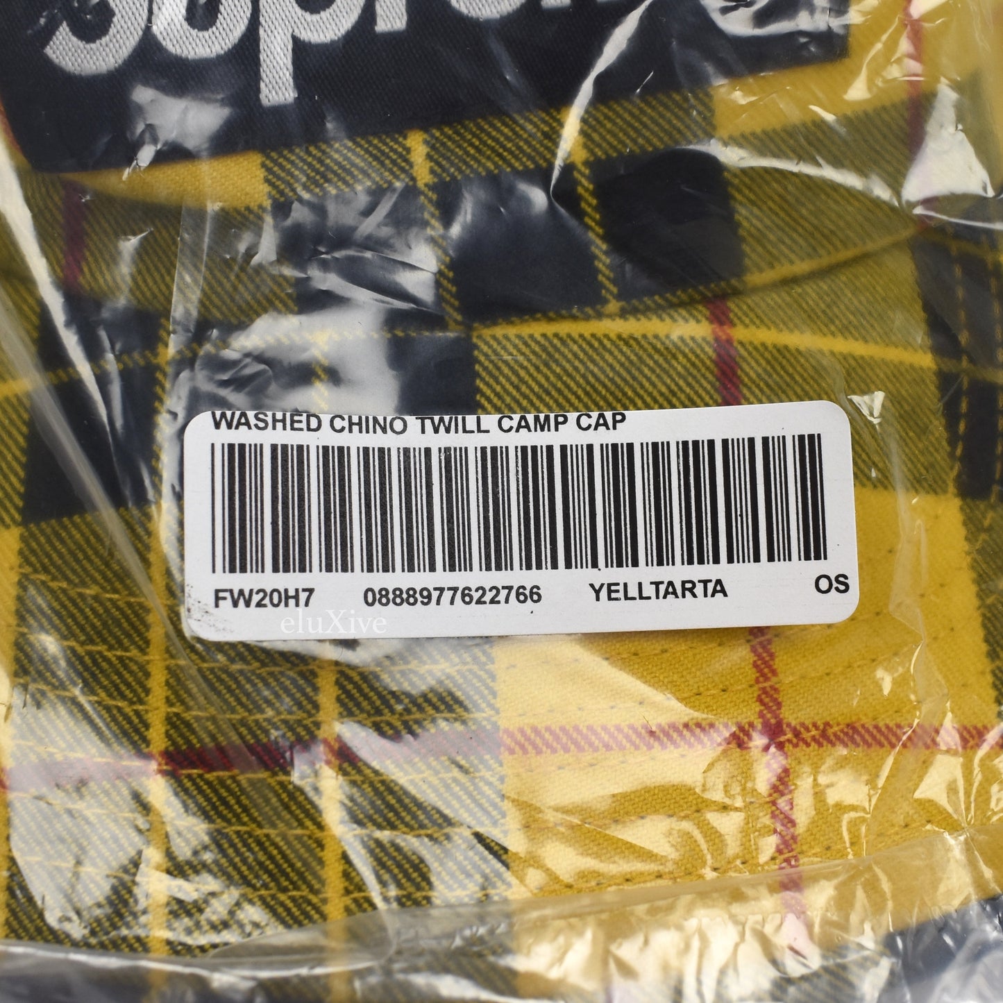 Supreme - Box Logo Washed Chino Twill Hat (Yellow Tartan)