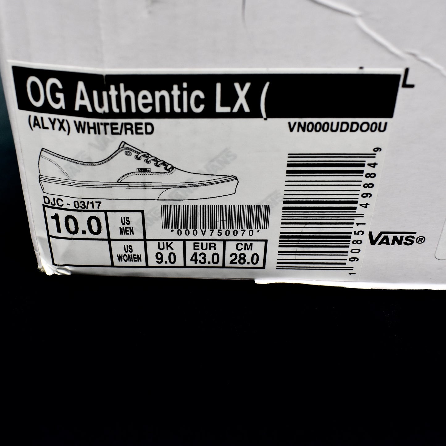 Alyx x Vans - OG Authentic LX (White/Red)