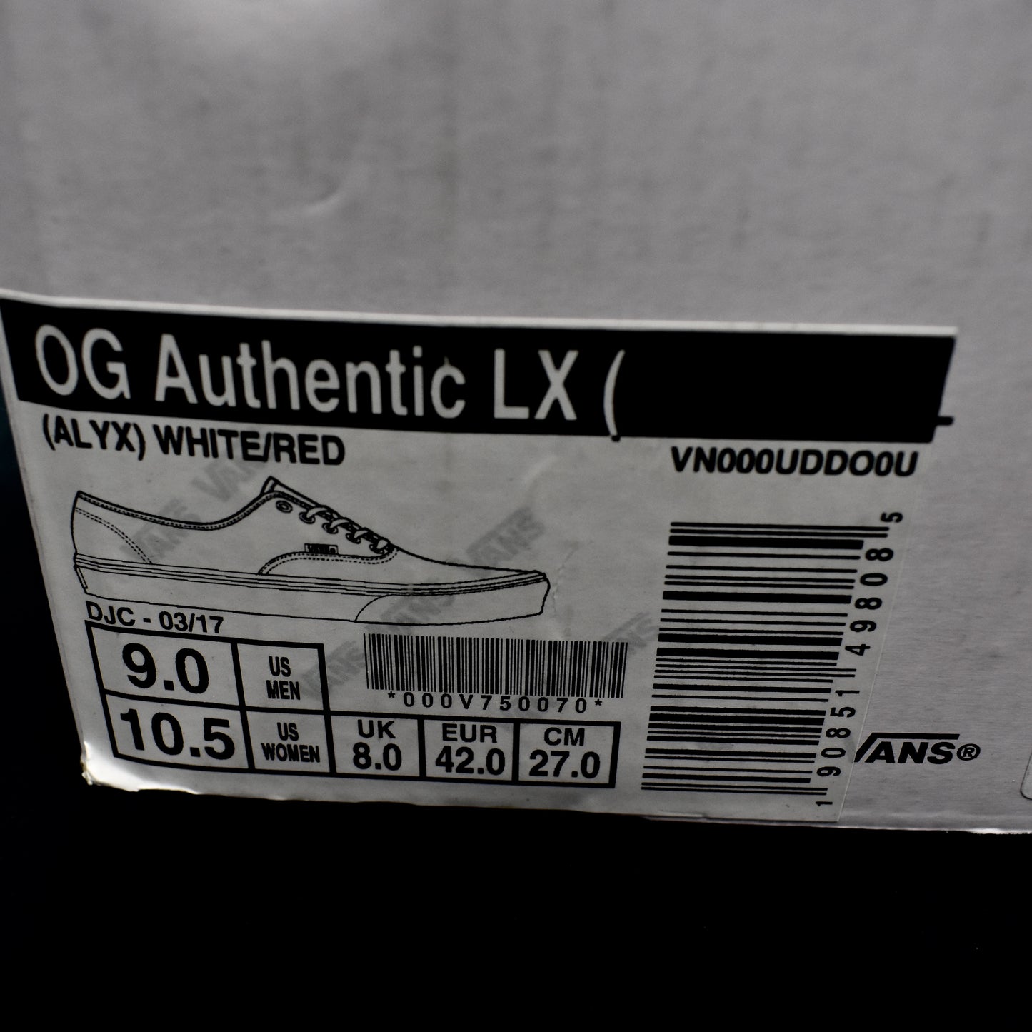 Alyx x Vans - OG Authentic LX (White/Red)